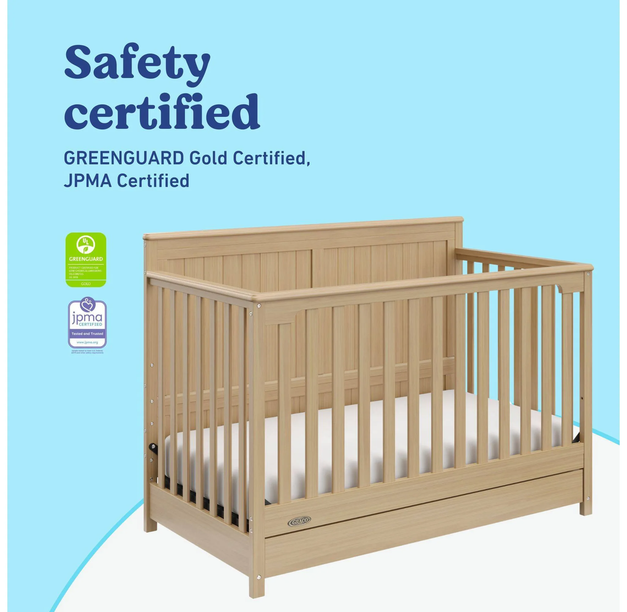 Hadley 5-in-1 Convertible Crib with Drawer - Driftwood - Image 3