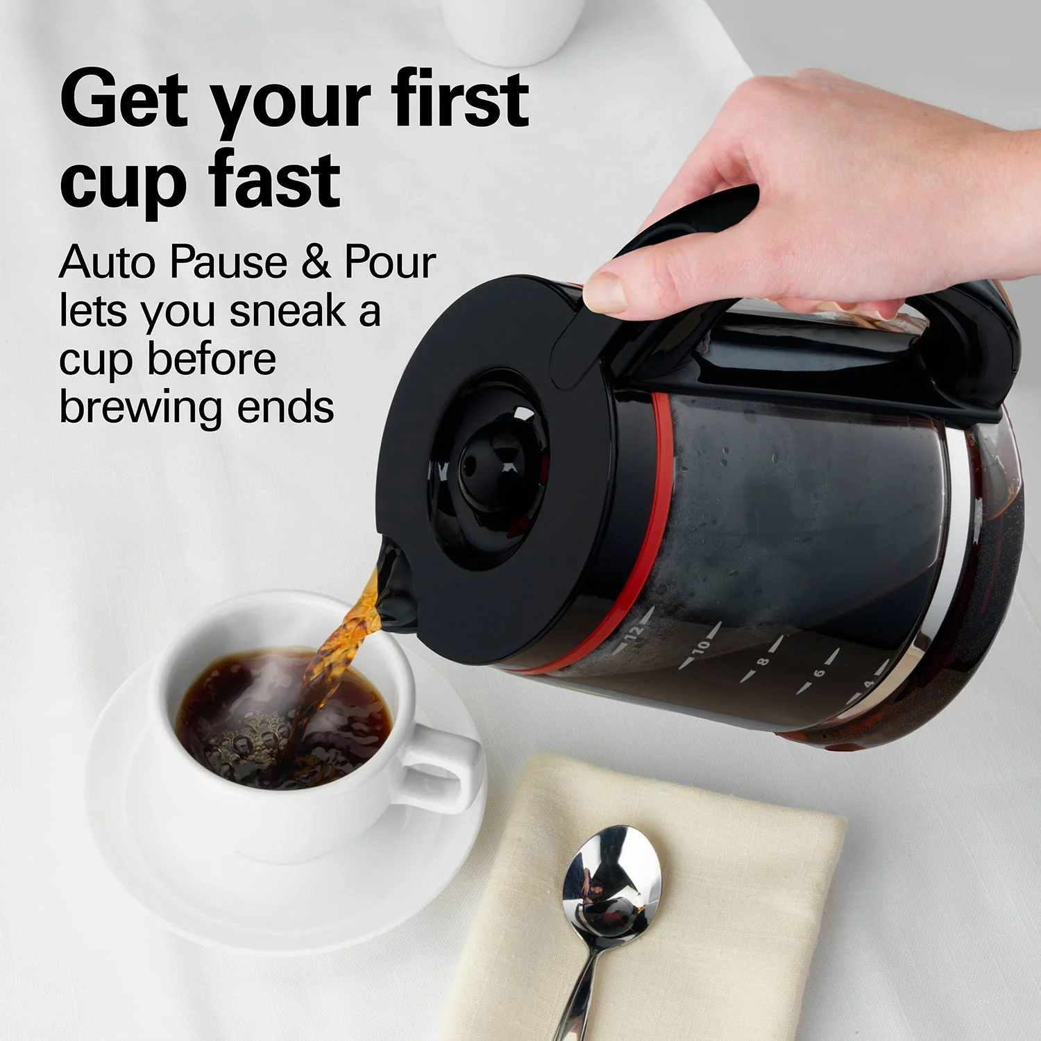 12 Cup Drip Coffee Maker - Black - Image 6