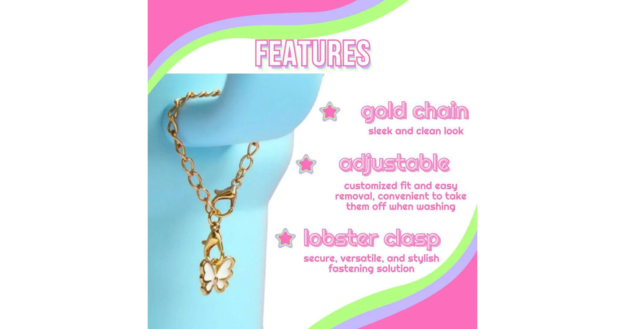 Handle Charms Flower: Zinc Alloy Cup Charm for Teen Drinkware Accessories, Hand Wash, 4.5" x 3" - Image 2
