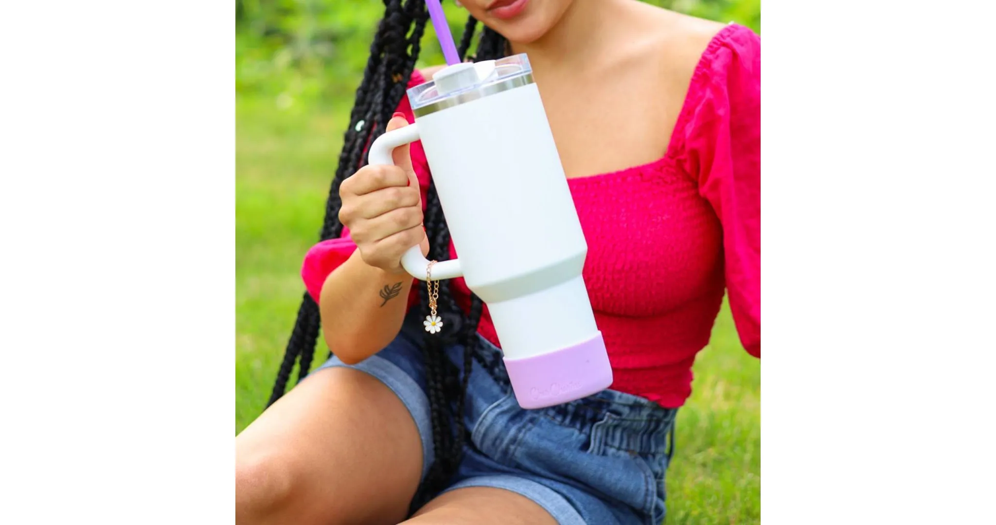 Handle Charms Flower: Zinc Alloy Cup Charm for Teen Drinkware Accessories, Hand Wash, 4.5" x 3" - Image 3
