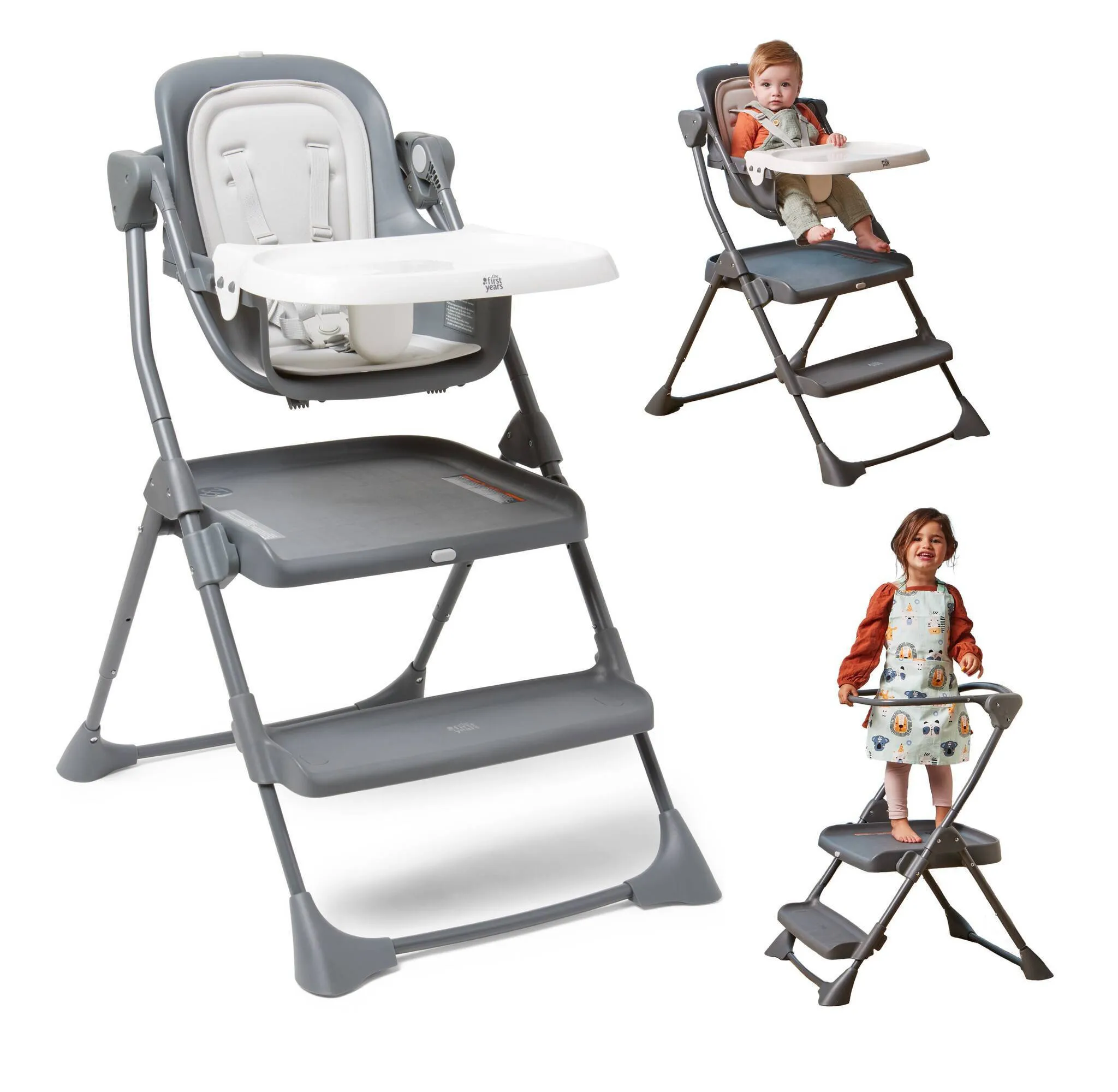 Happy Heights High Chair & Toddler Tower - Gray