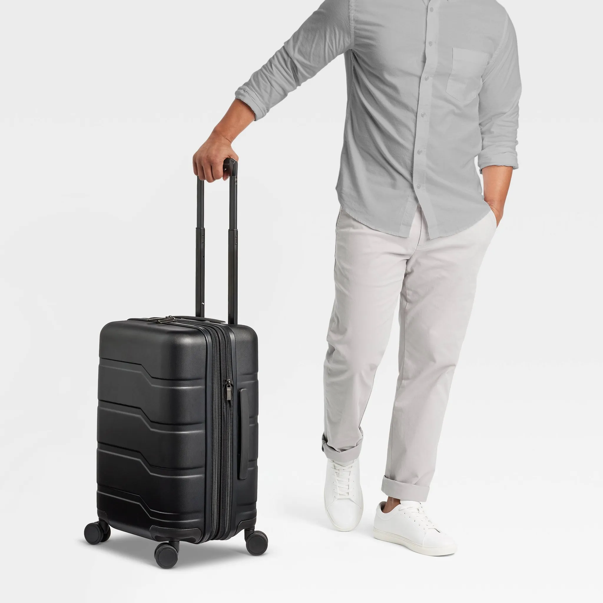 Hardside Carry-On Spinner Suitcase - Black - Image 2