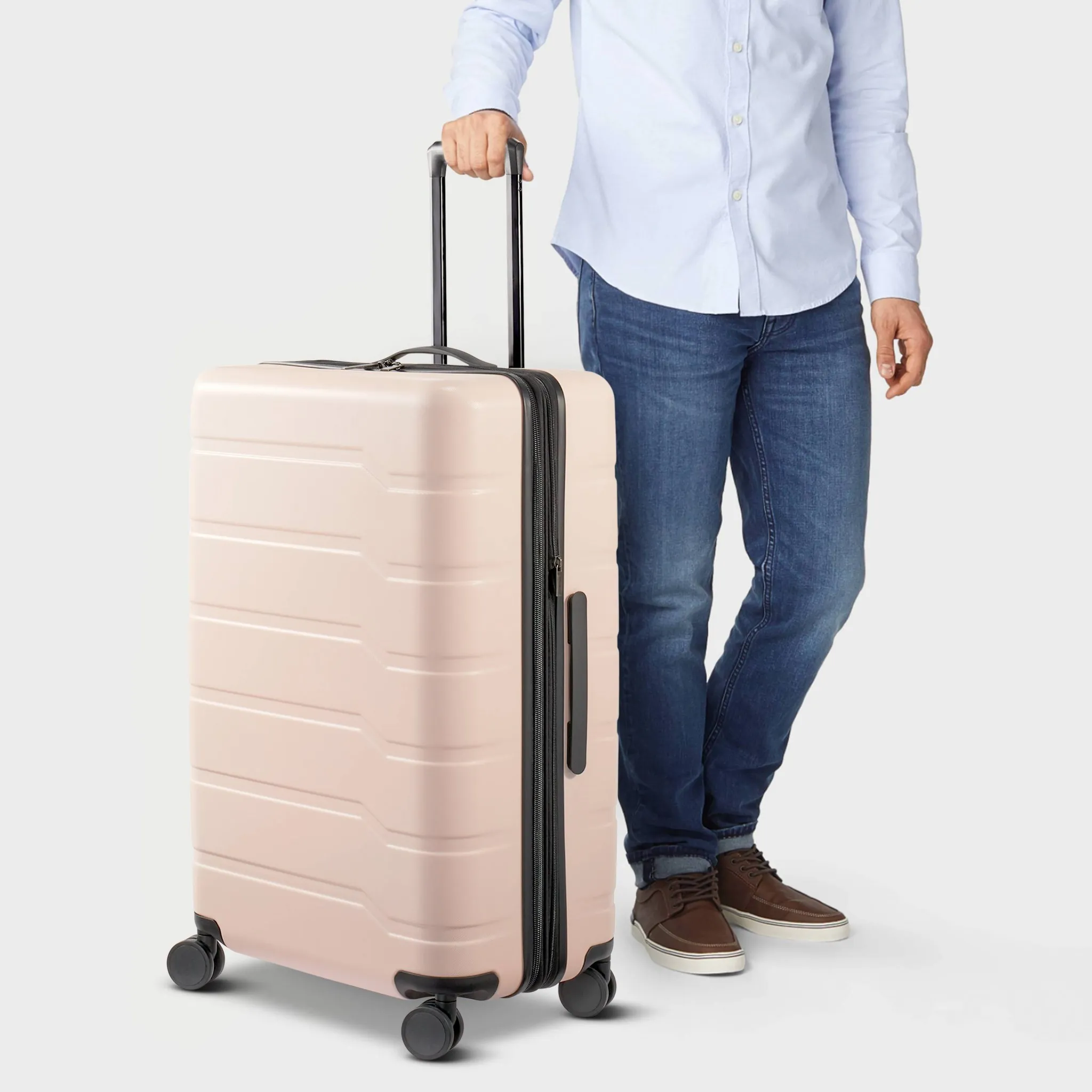 Hardside Large Checked Suitcase - Pink - Image 3