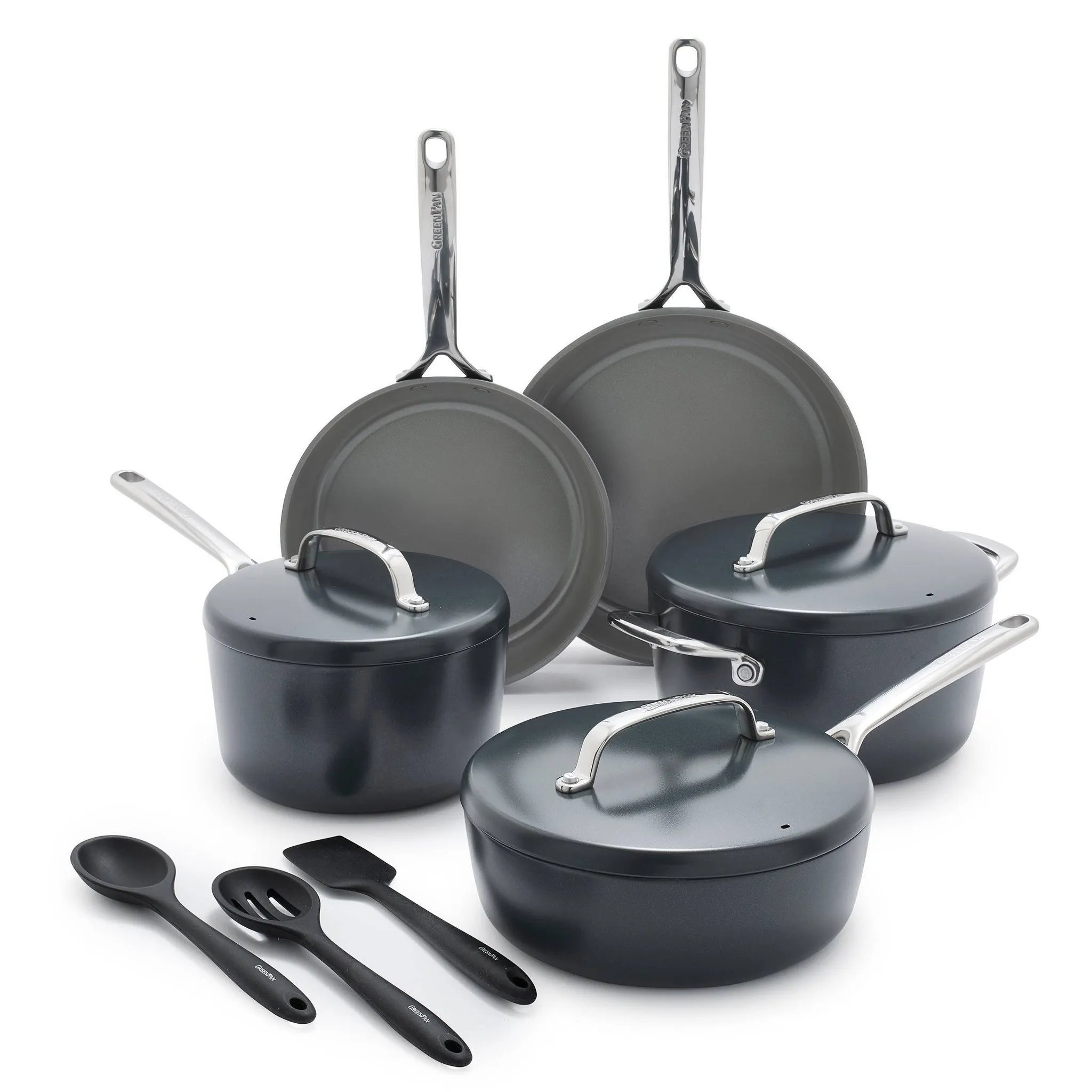 Healthy Ceramic Nonstick 14pc Cookware Set - Slate Gray