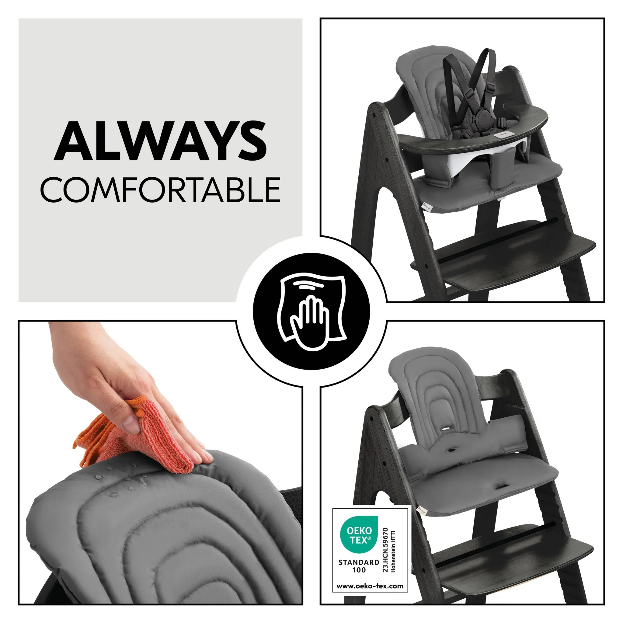 High Chair with Cushion - Blackwashed - Image 5
