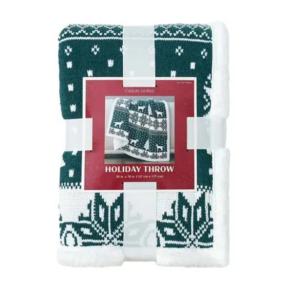 Holiday Throw Blanket 50 x 70 (127cm x 177cm) New Dog White Green