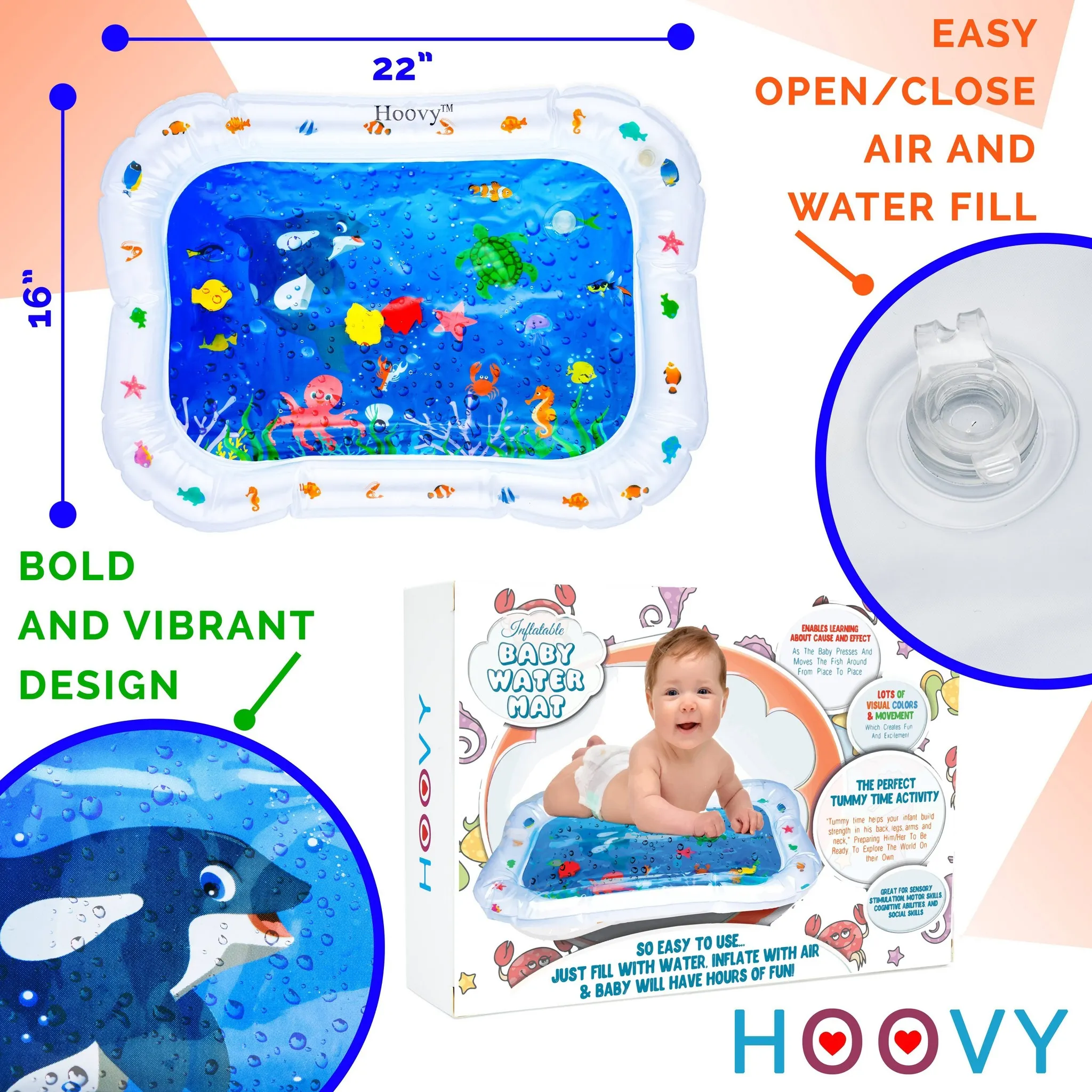 Hoovy Inflatable Tummy Time Water Play Mat - Image 3
