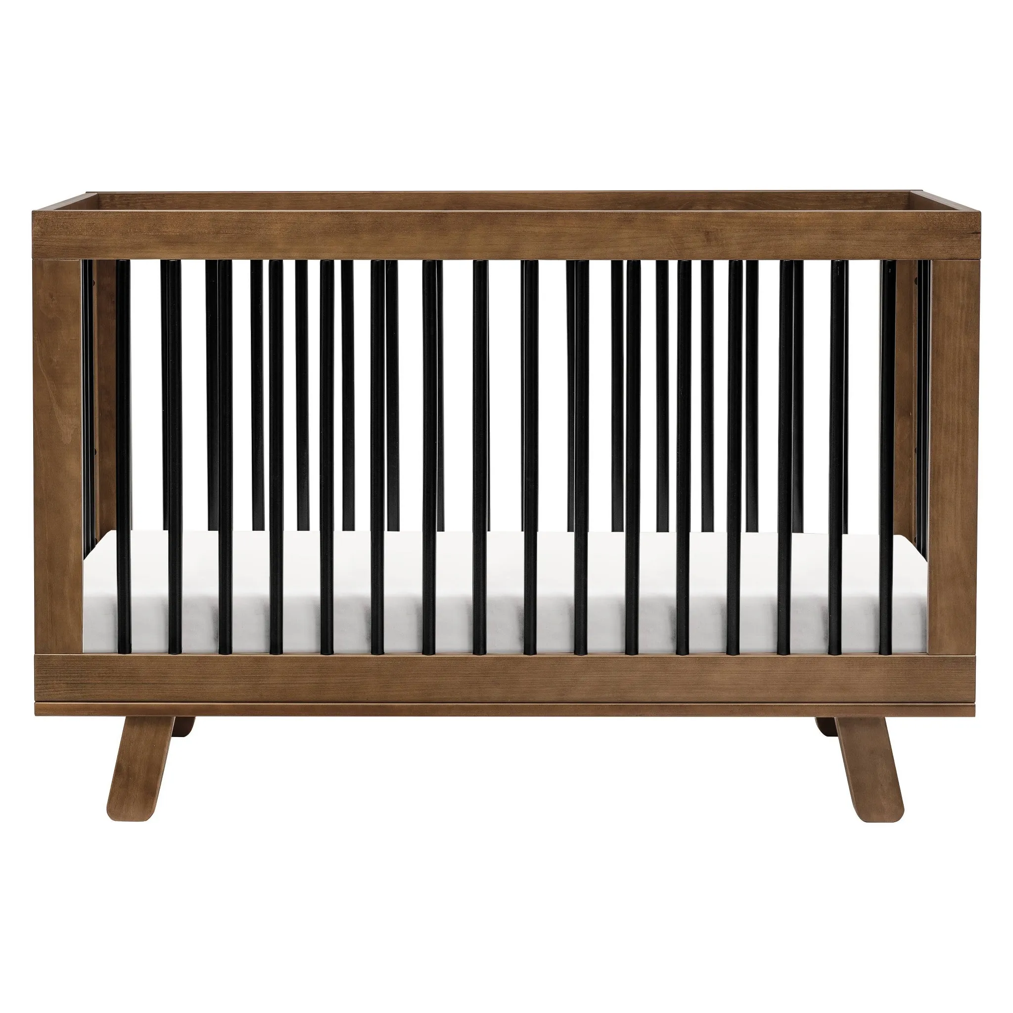 Hudson 3-in-1 Convertible Crib with Toddler Rail - Natural Walnut/Black - Image 2