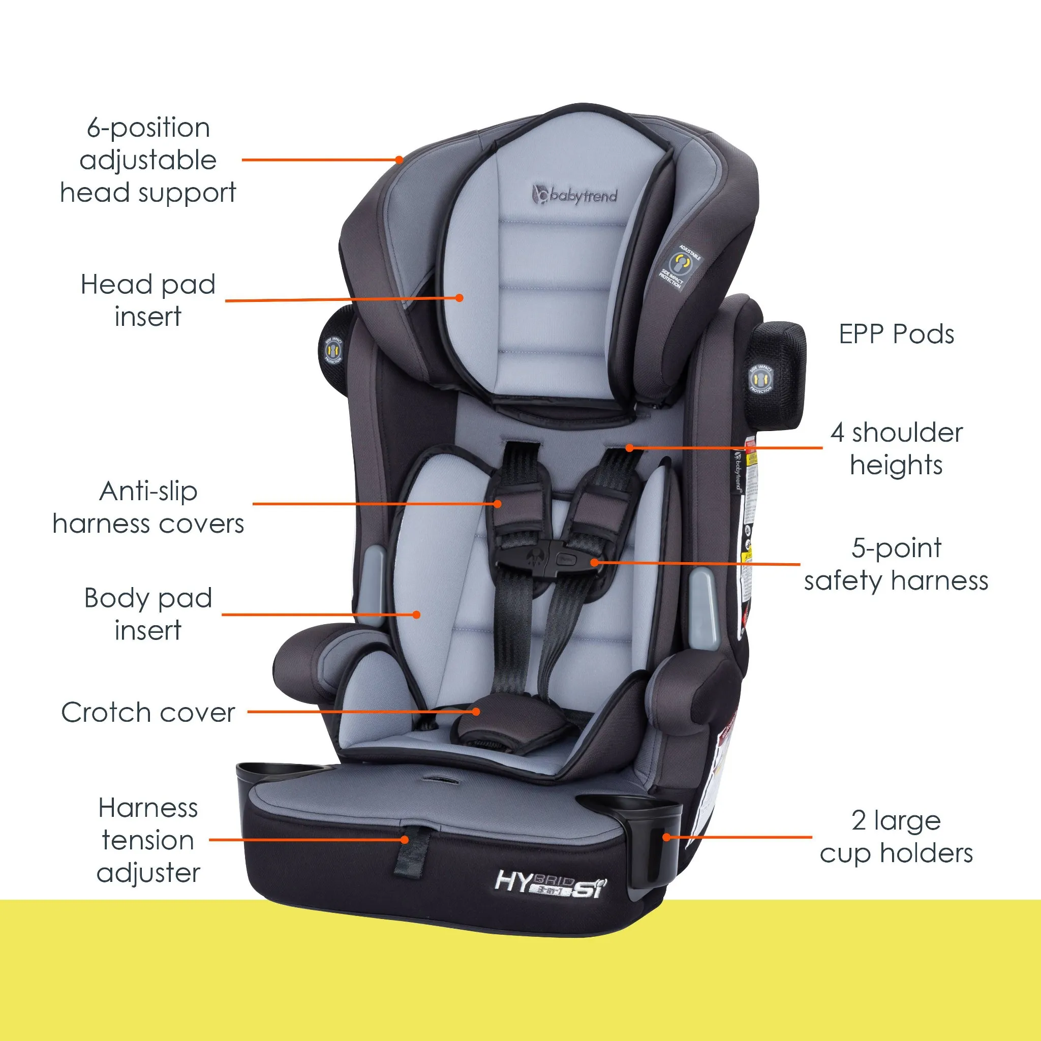Hybrid SI 3-in-1 Combination Booster Car Seat - Madrid Black - Image 4