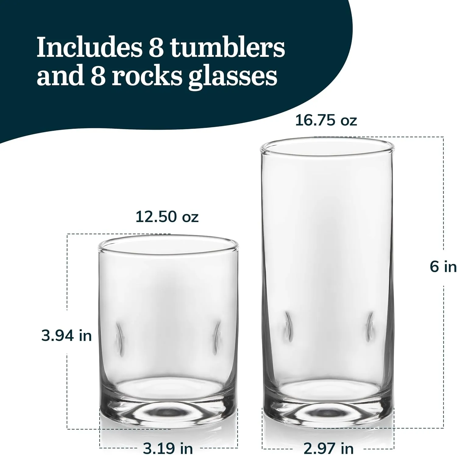 Impressions 16-Piece Tumbler and Rocks Glass Set 16 Piece Set Impressions - Image 3