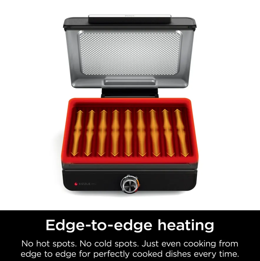 Sizzle 4-6 Serving Indoor Electric Grill W/ Nonstick Grill Plate Edge-to-Edge Heating GR100 - Image 5