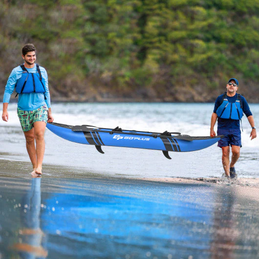 Inflatable 2-Person Kayak Set With Aluminium Oars and Repair Kit-Blue - Image 2