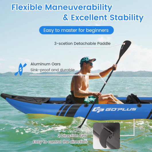 Inflatable 2-Person Kayak Set With Aluminium Oars and Repair Kit-Blue - Image 7