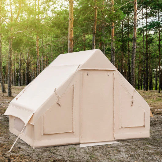 Inflatable Camping Tent 2/4/6 People Glamping Tent for Family Camping With Pump-Beige - Image 3