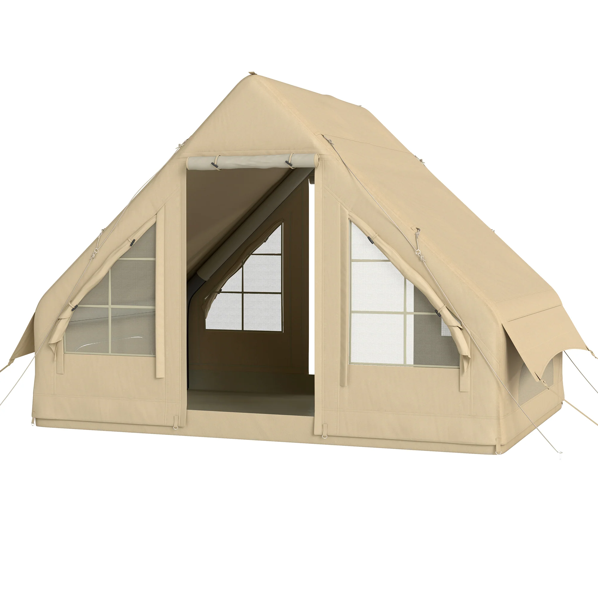 Inflatable Camping Tent with Hand Pump, 4 Season Blow Up Tent, Waterproof and Windproof with Mesh Windows and Doors