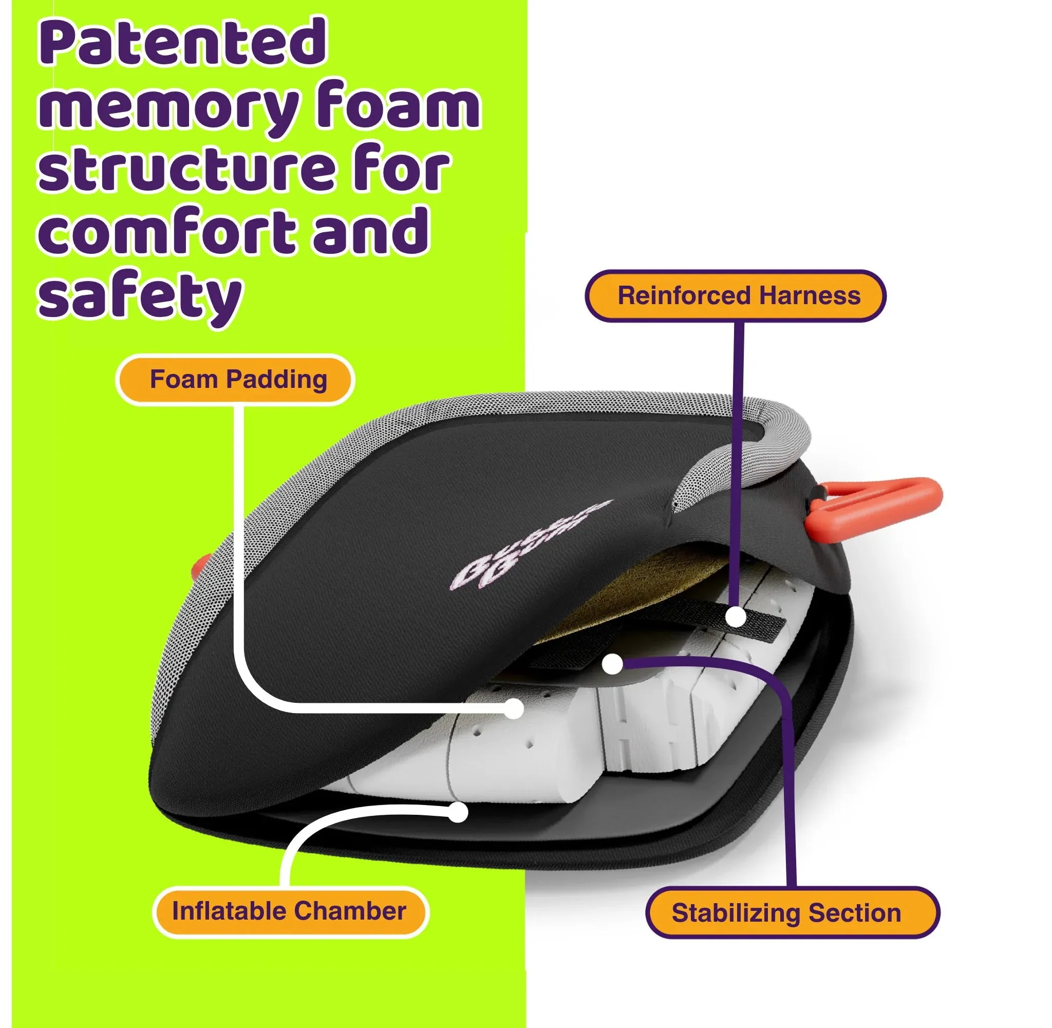 Inflatable Car Booster Seat - Travel Booster Seat - Black Style - Image 2