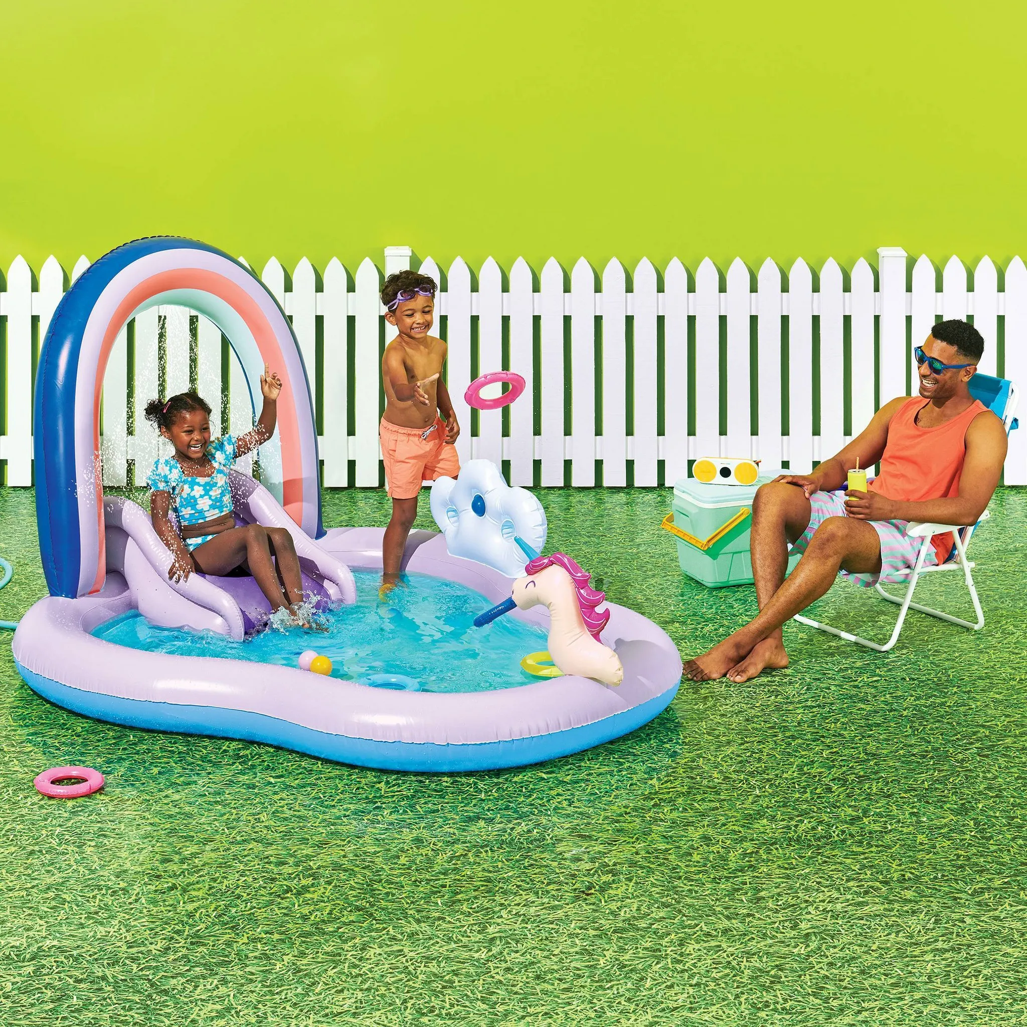 Inflatable Kiddie Pool Play Center - Rainbow - Image 2