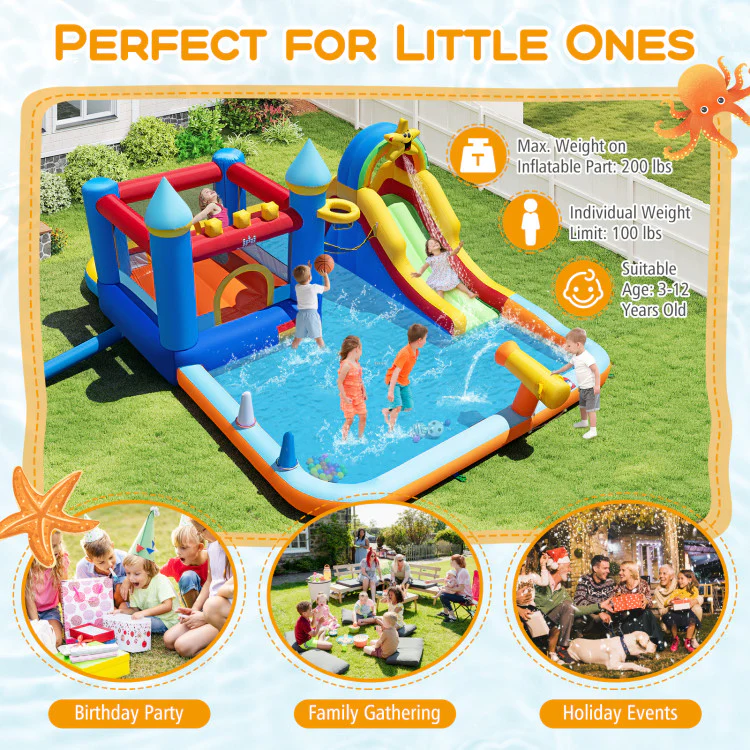 Inflatable Water Slide Park With Climbing Wall and Splash Pool - Image 10