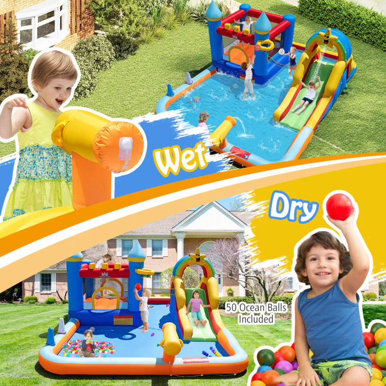 Inflatable Water Slide Park With Climbing Wall and Splash Pool - Image 9