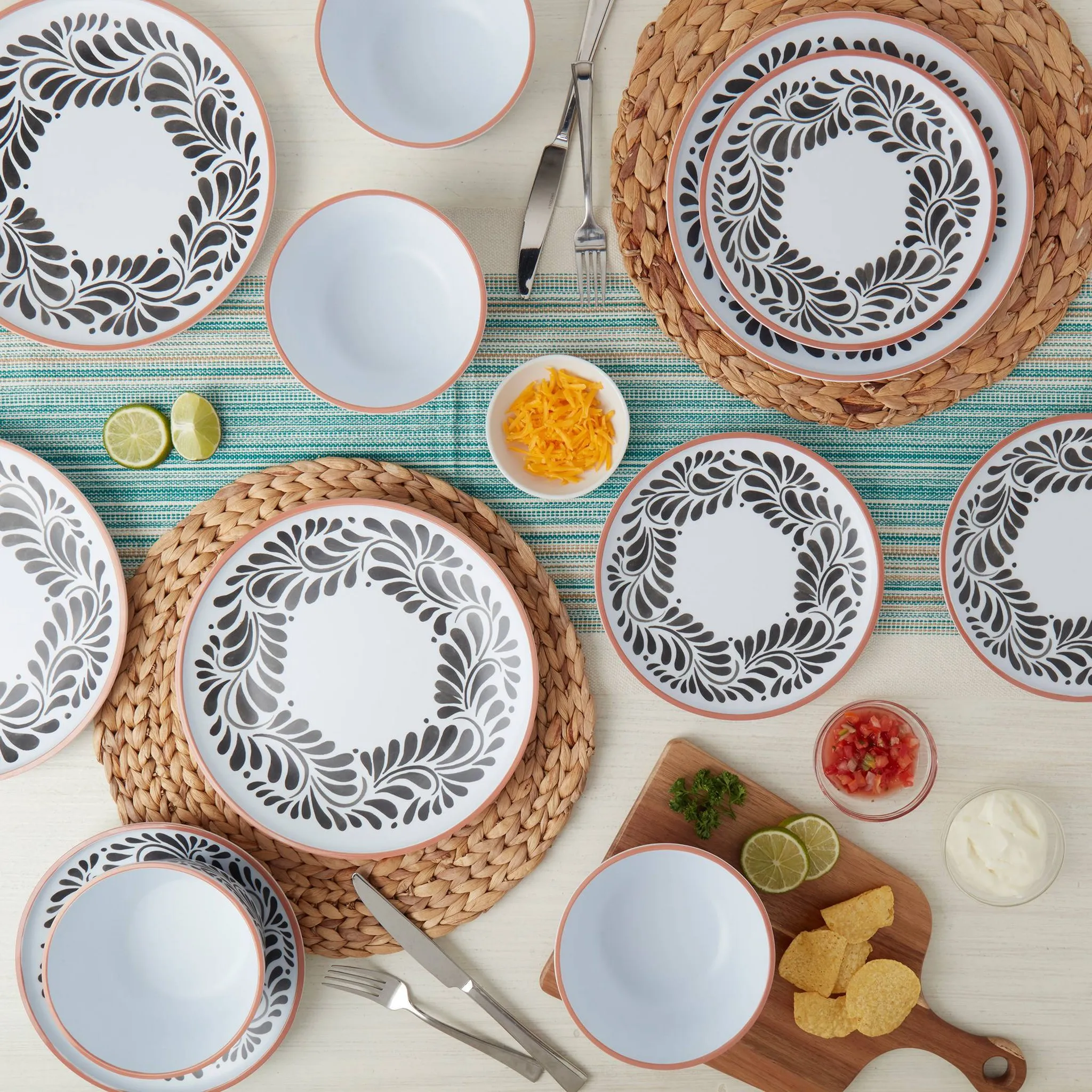 Infuse 12pc Melamine Dinnerware Set Black - Image 4