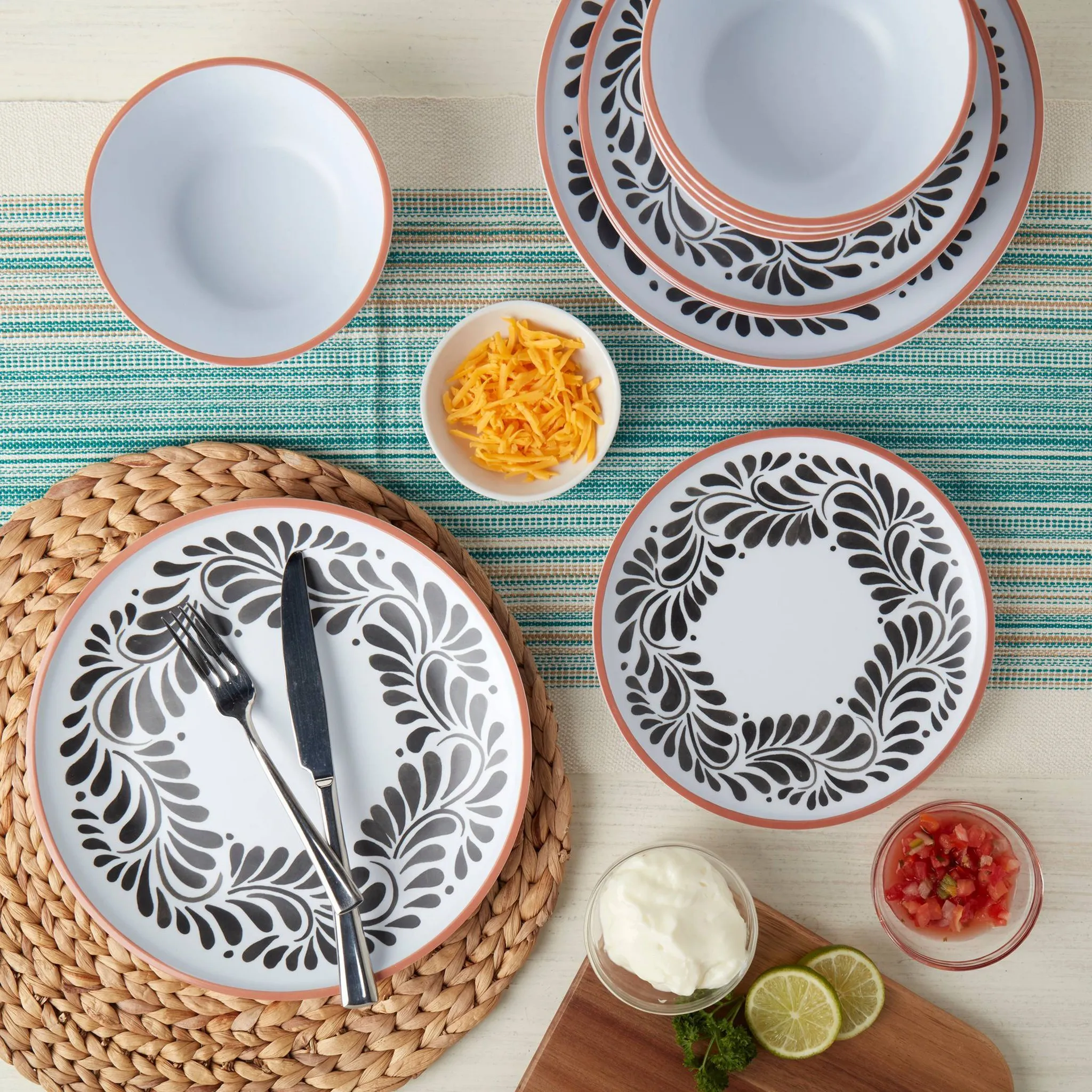 Infuse 12pc Melamine Dinnerware Set Black - Image 5