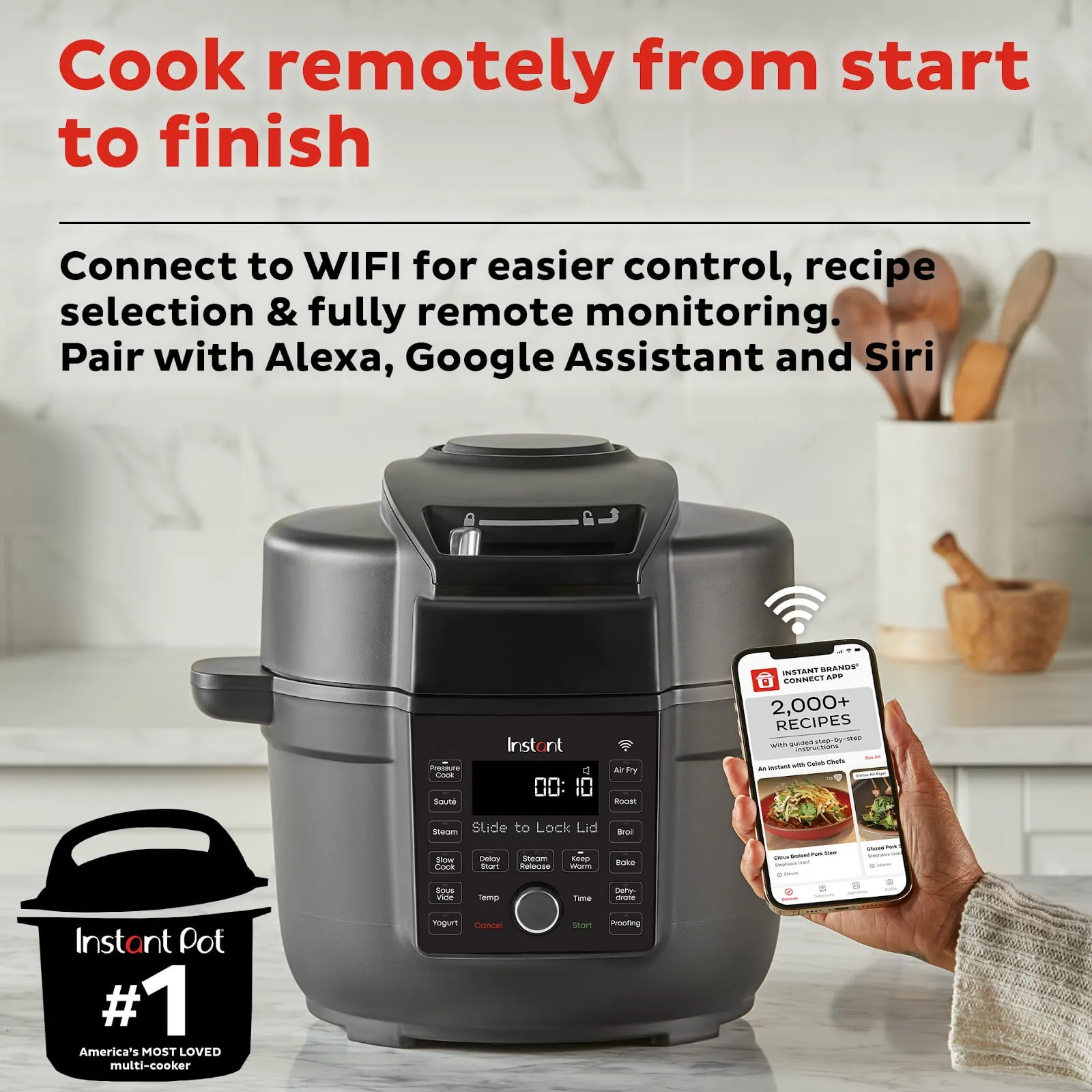 Instant Pot 6.5 Quart Duo Crisp Ultimate Lid with Wifi, 13-in-1 Air Fryer and Pressure Cooker Combo - Image 2