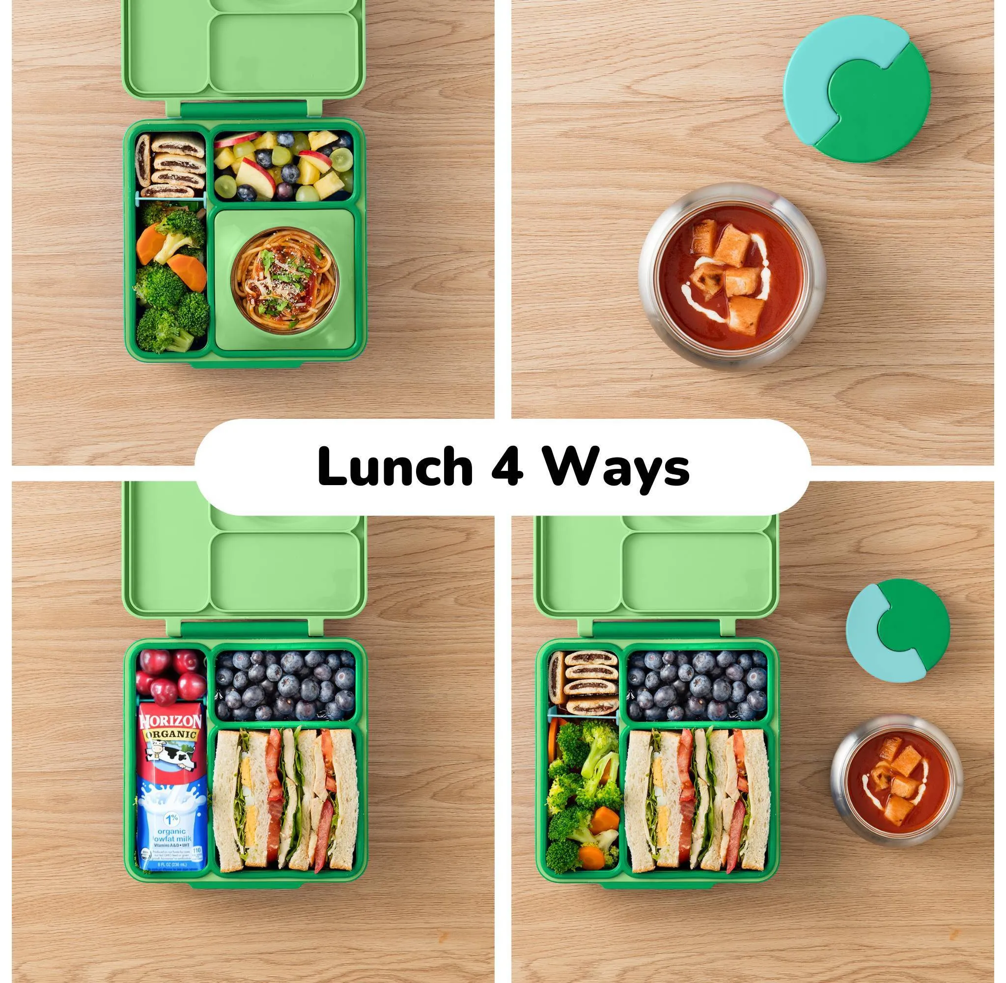 Insulated Bento Lunch Box with Leakproof Thermos Food Jar - Green Apple - Image 4