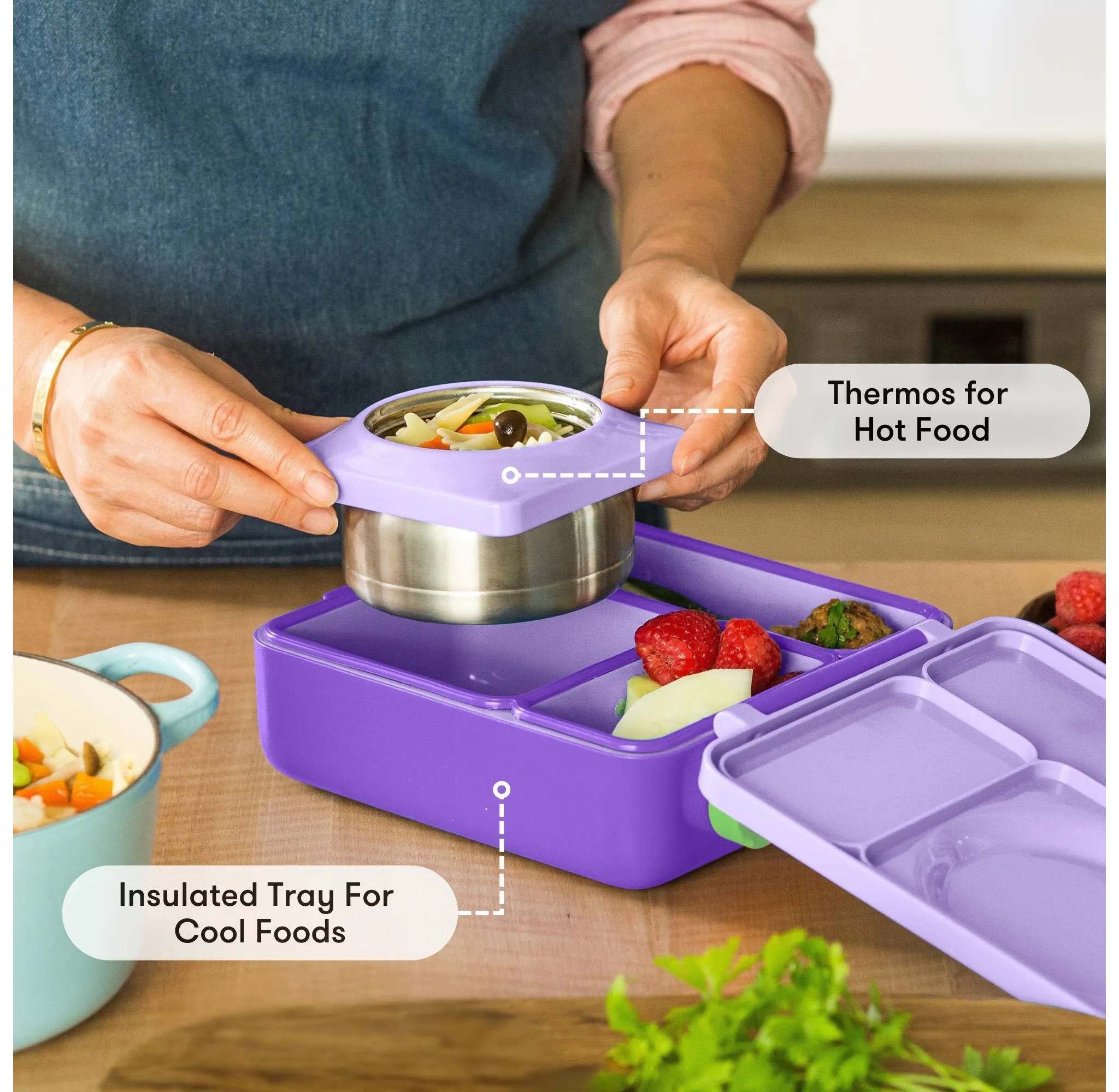 Insulated Bento Lunch Box with Leakproof Thermos - Lilac Purple - Image 4