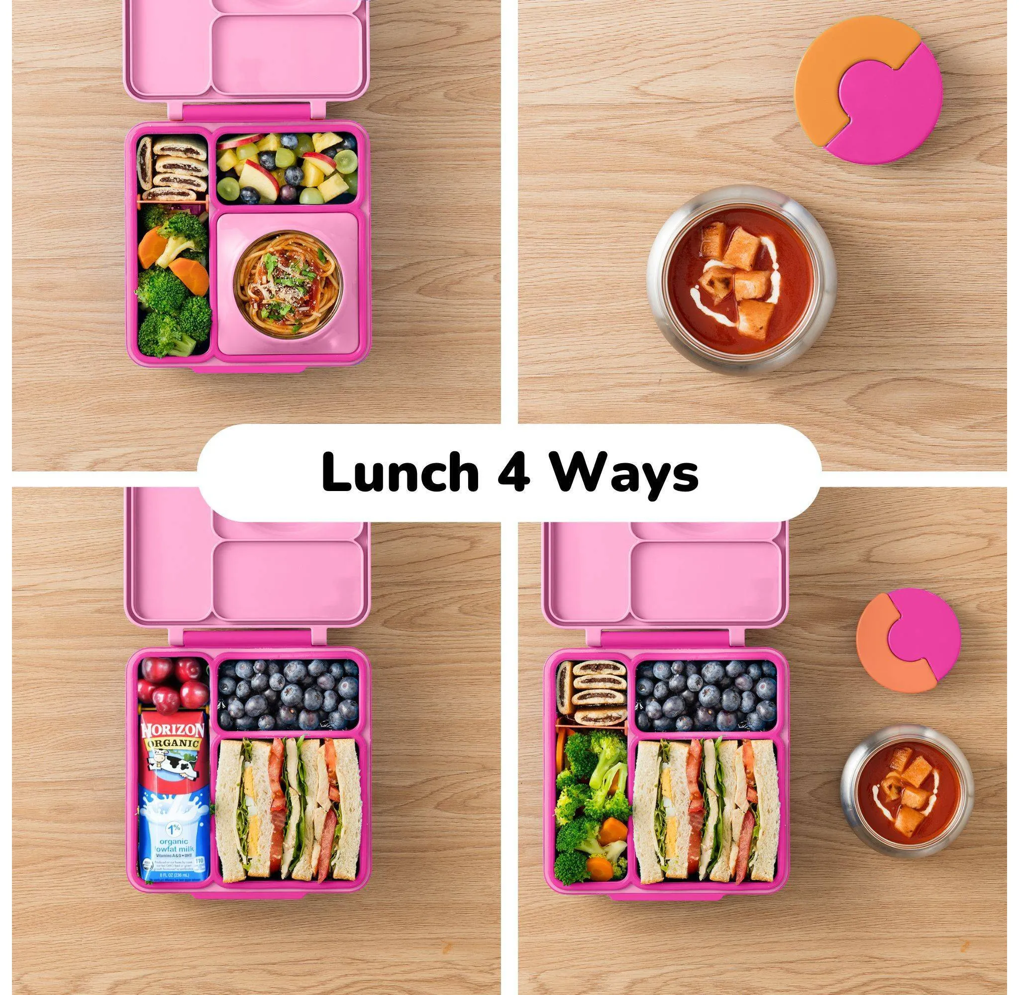 Insulated Bento Lunch Box with Leakproof Thermos - Pink - Image 5