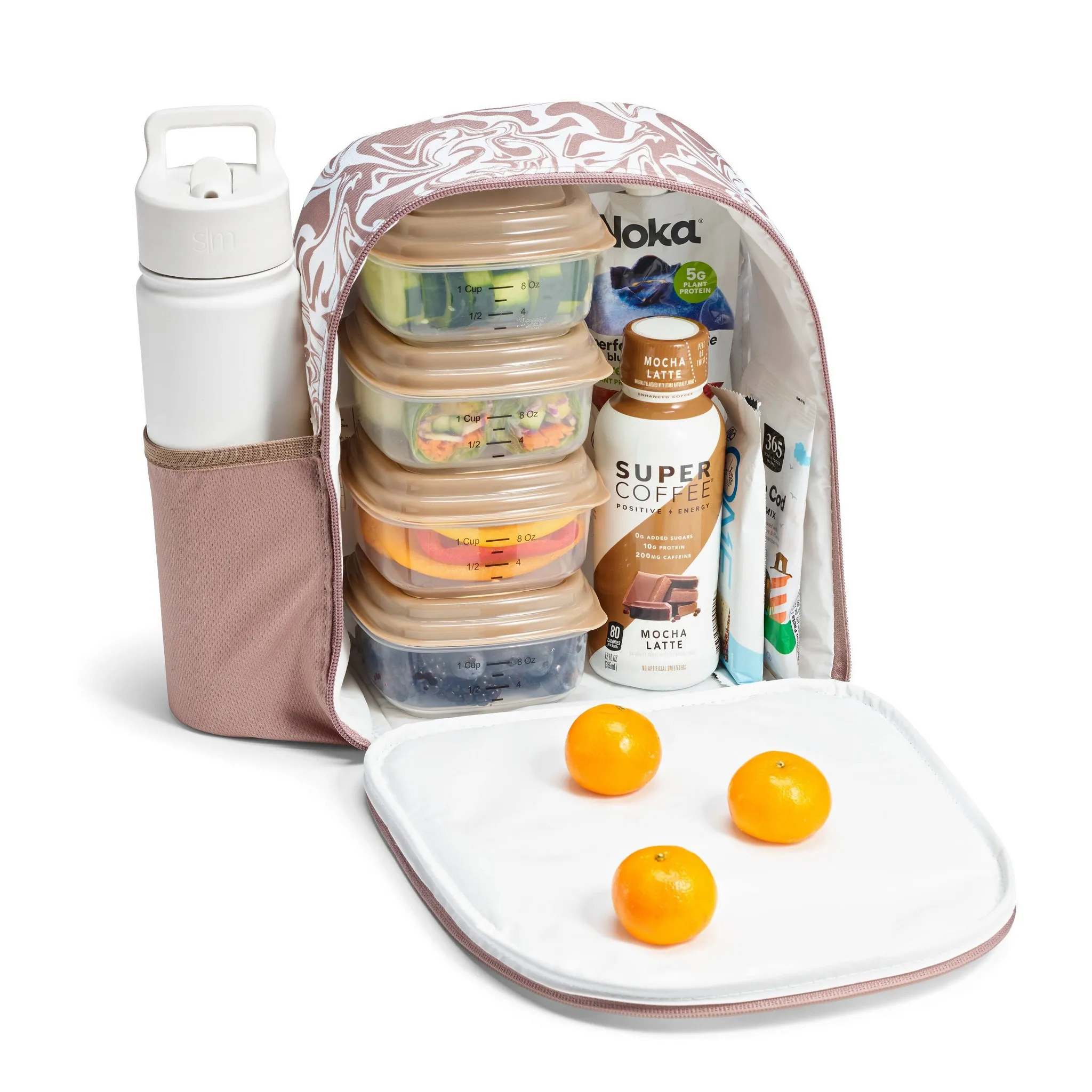 Insulated Lunch Kit with 4 Containers - Mushroom Liquid Marble - Image 4
