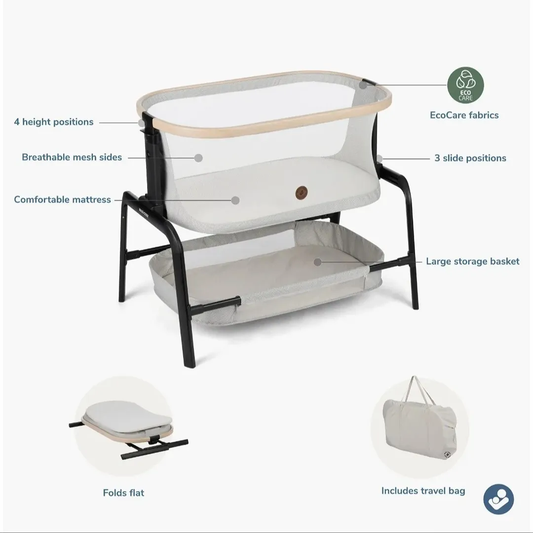 Iora Bedside Bassinet - Onyx Sand - Image 2