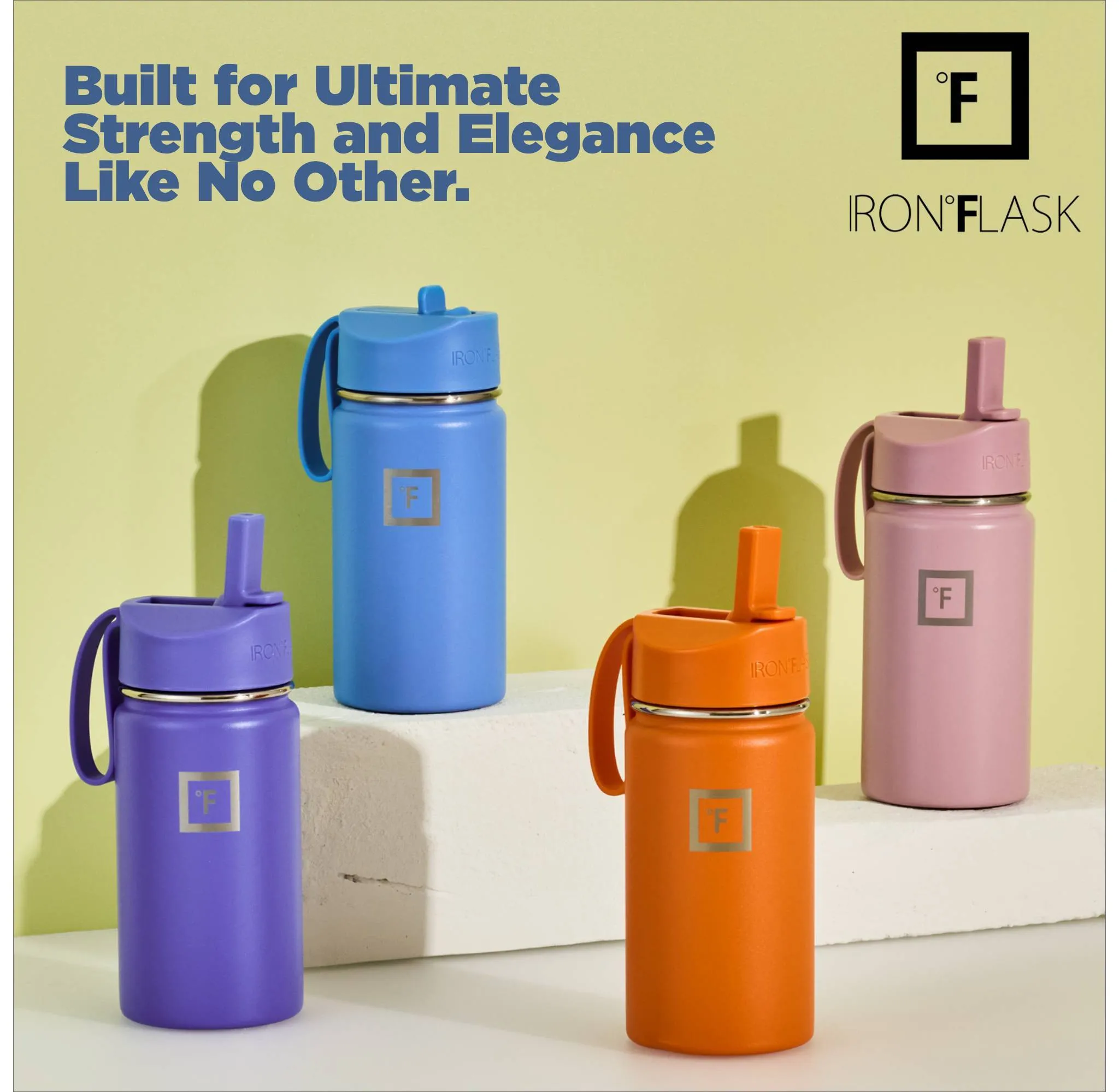 IRON FLASK 14oz Stainless Steel Water Bottle with Plastic Lid Grape Purple: Insulated Kids & Toddler Drinkware - Image 2