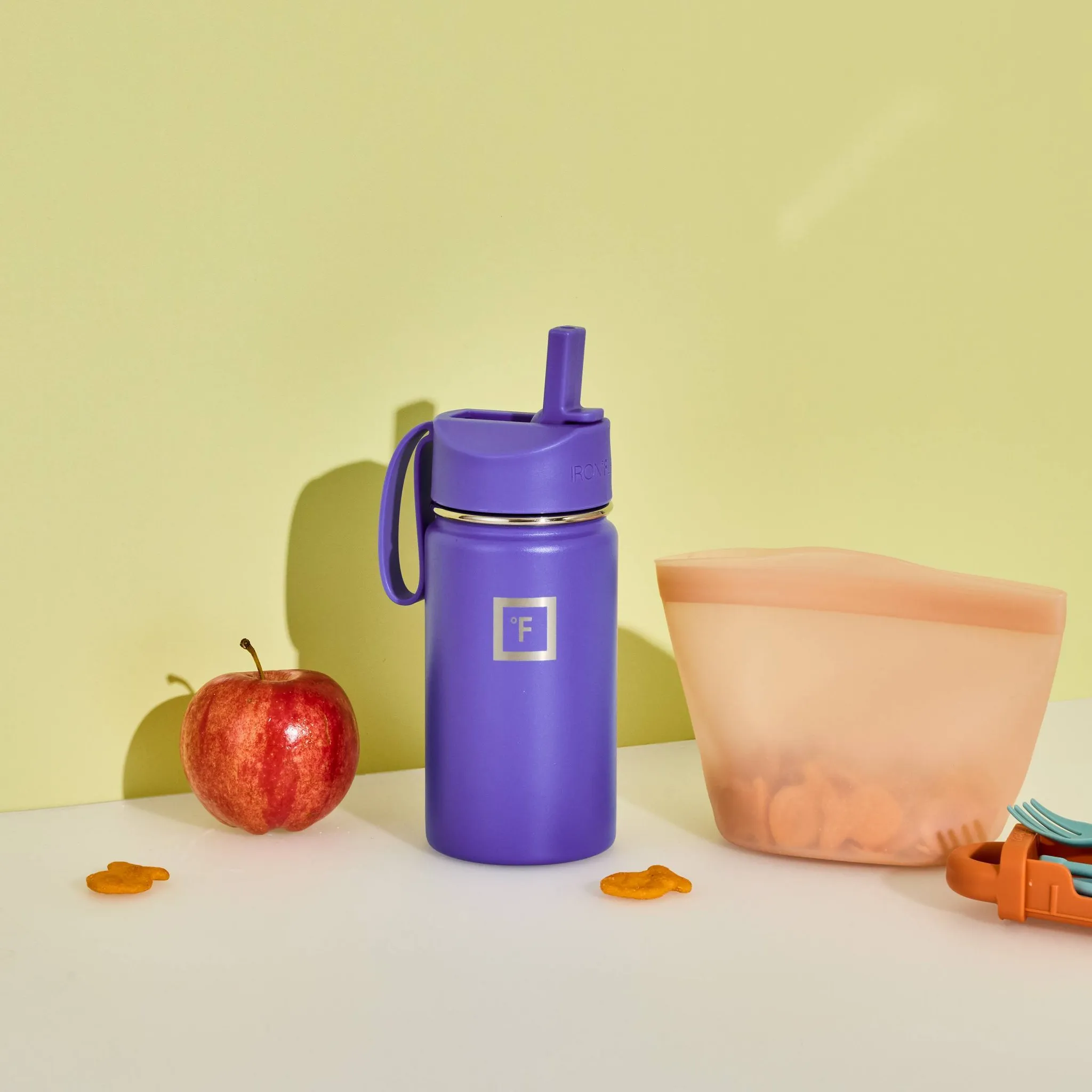 IRON FLASK 14oz Stainless Steel Water Bottle with Plastic Lid Grape Purple: Insulated Kids & Toddler Drinkware - Image 4
