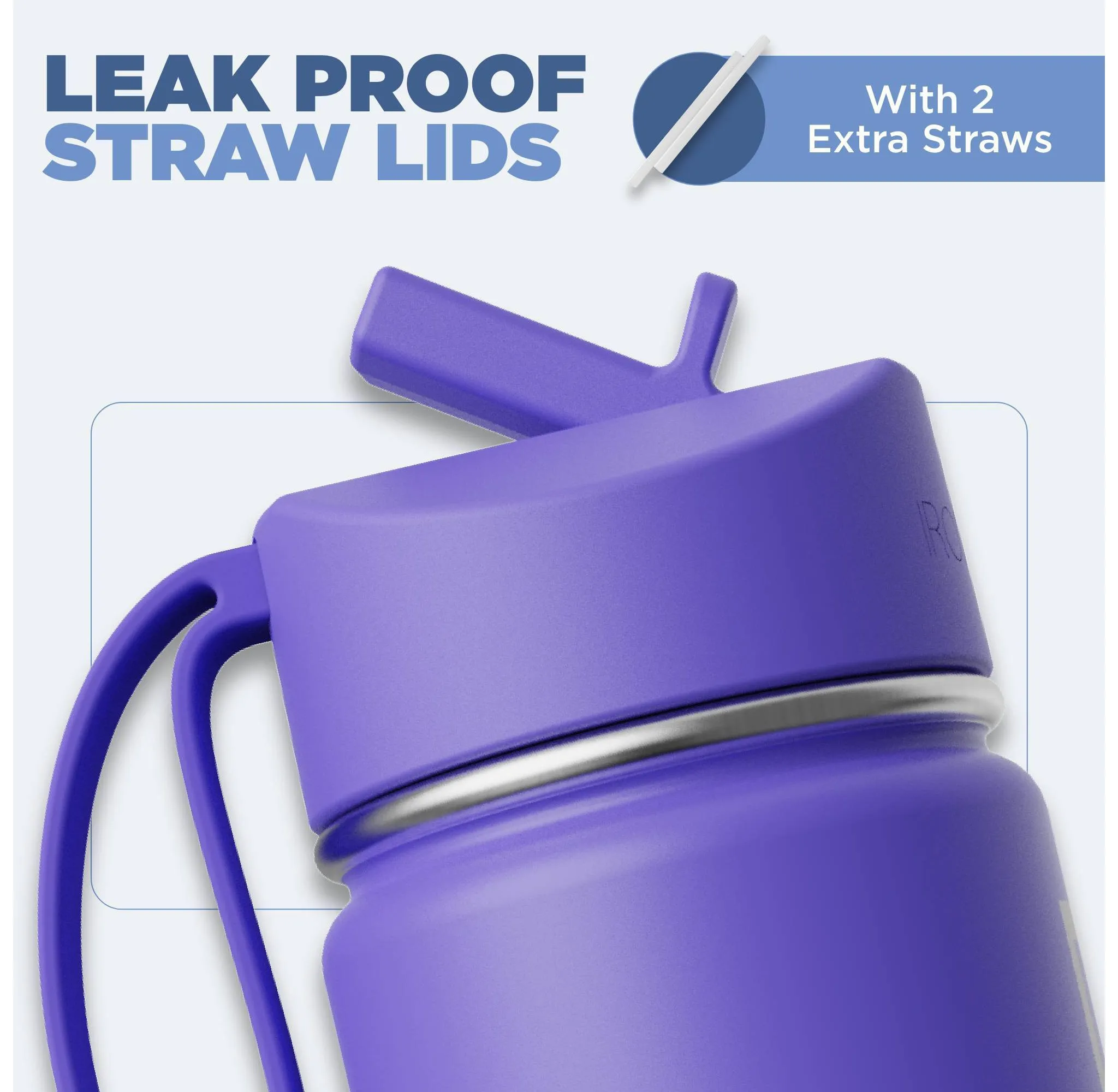 IRON FLASK 14oz Stainless Steel Water Bottle with Plastic Lid Grape Purple: Insulated Kids & Toddler Drinkware - Image 5