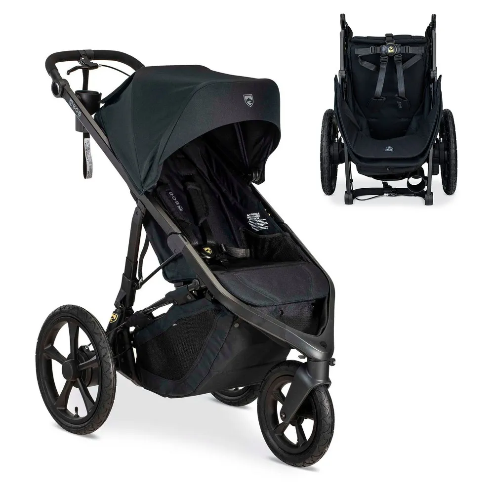 Jogging Stroller with Dual Suspension and Air-Filled Tires - Black - Image 4