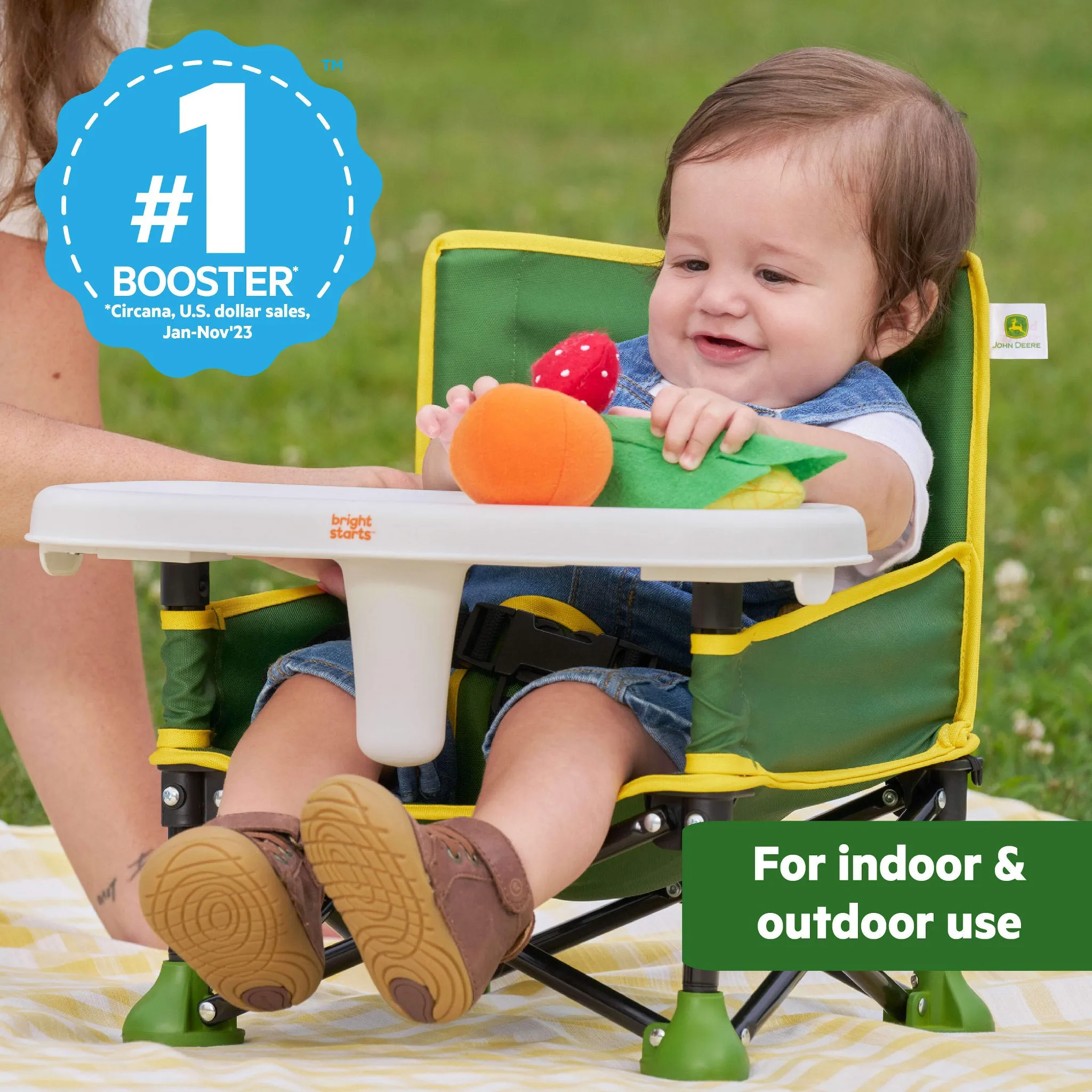 John Deere Pop N' Sit Portable Booster Seat - Green - Image 2