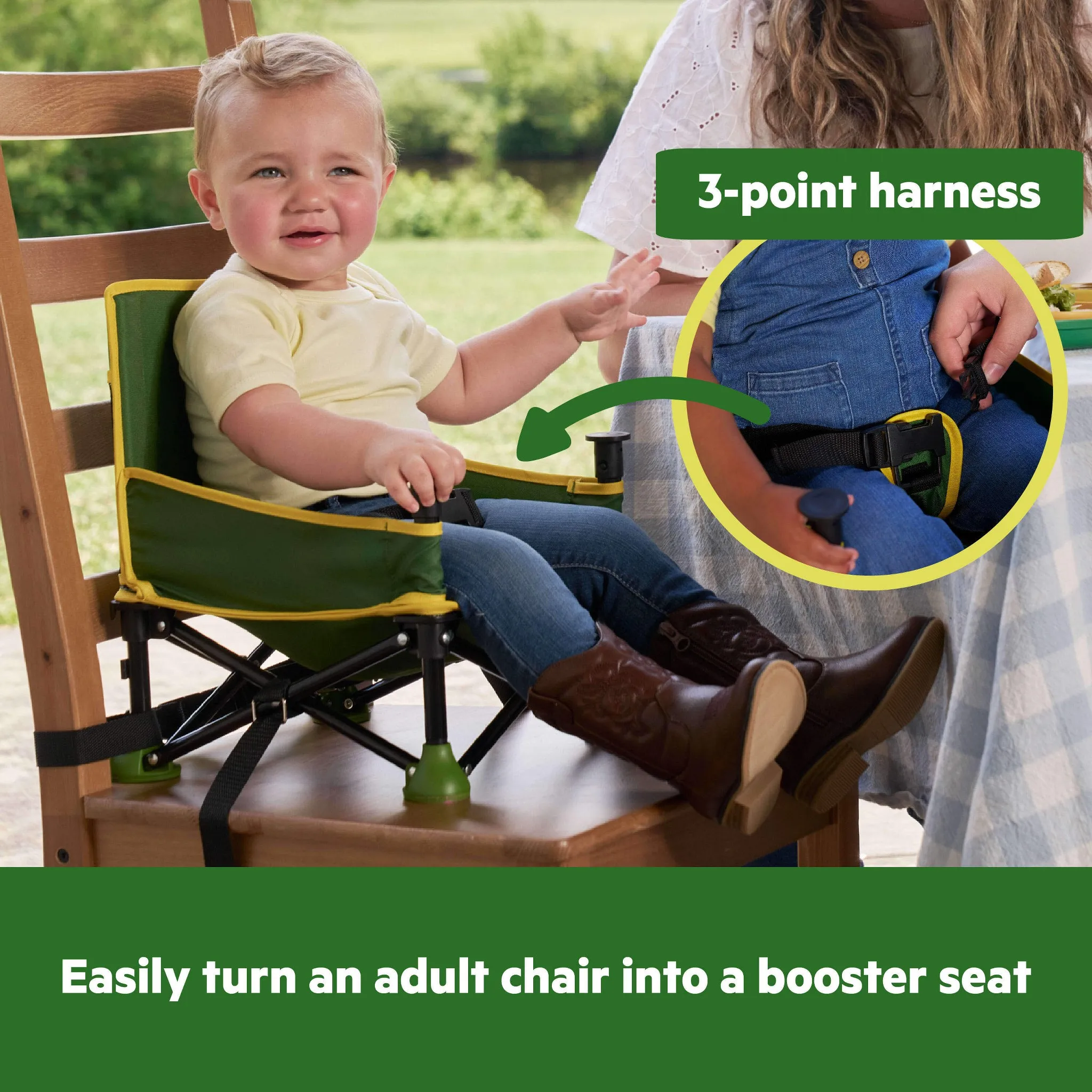 John Deere Pop N' Sit Portable Booster Seat - Green - Image 6
