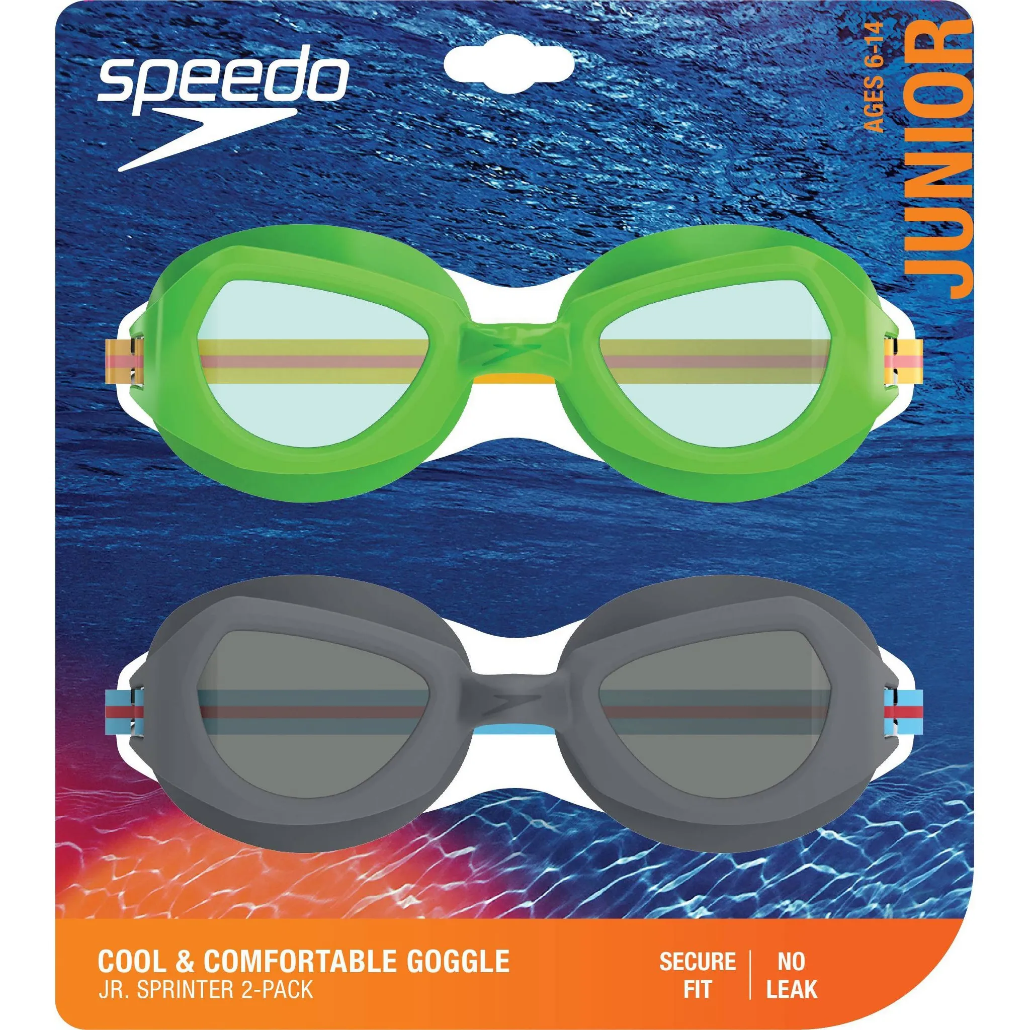 Junior Sprinter Swim Goggles - Black/Green - Image 3