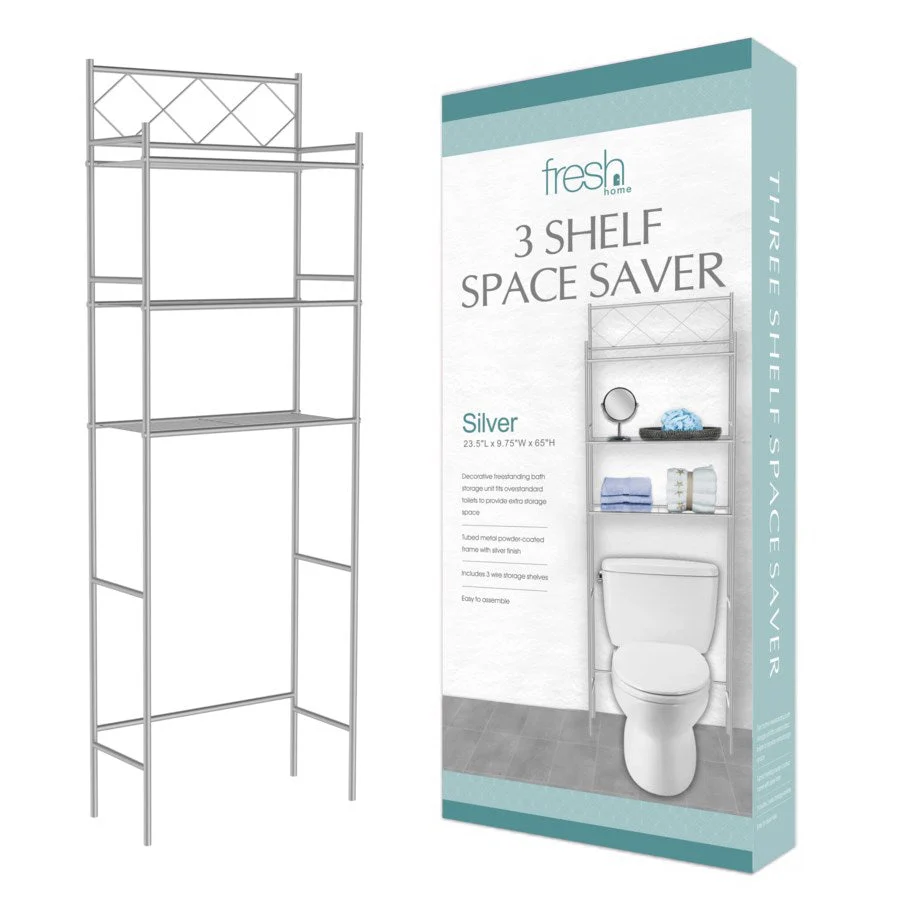 J&V TEXTILES 3-Shelf Metal Bathroom Organizer Over the Toilet, Bathroom Space Saver - Image 16