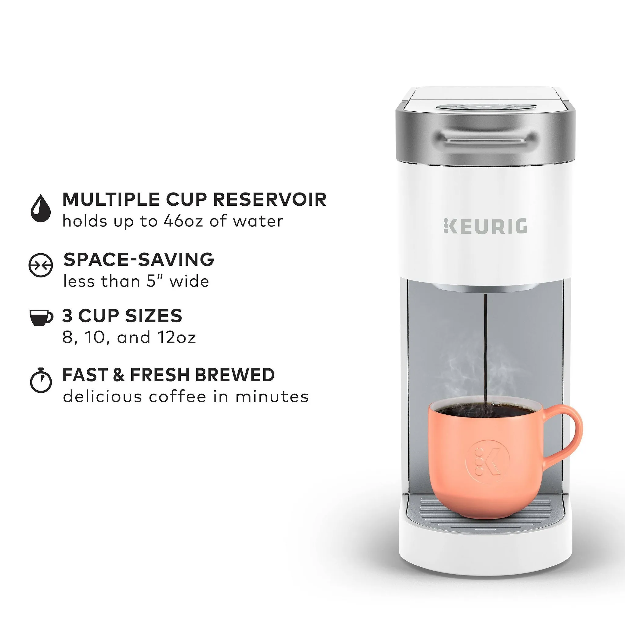 K-Slim Single-Serve Coffee Maker - White - Image 4