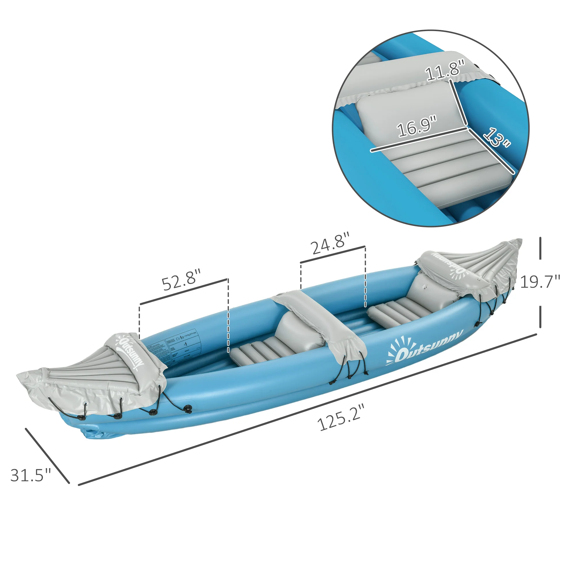 K2 Kayak, 2 Person Inflatable Kayak, Includes Paddles, Aluminum Oars, Repair Kit, Portable Tandem Blow Up Boat, Blue - Image 2