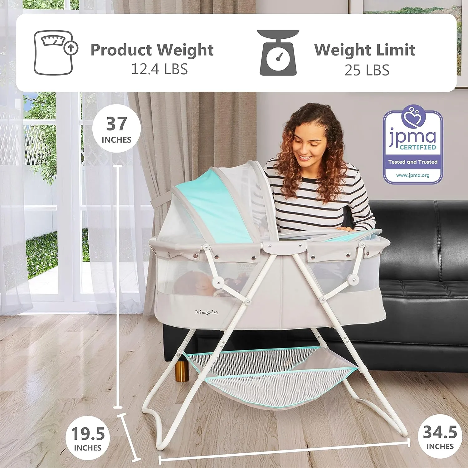 Karley Bassinet in Blue & Grey - Image 6