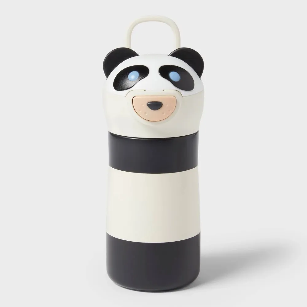 Kids' 10 fl oz Panda Animal Water Bottle Black - Pillowfort™ - Image 4