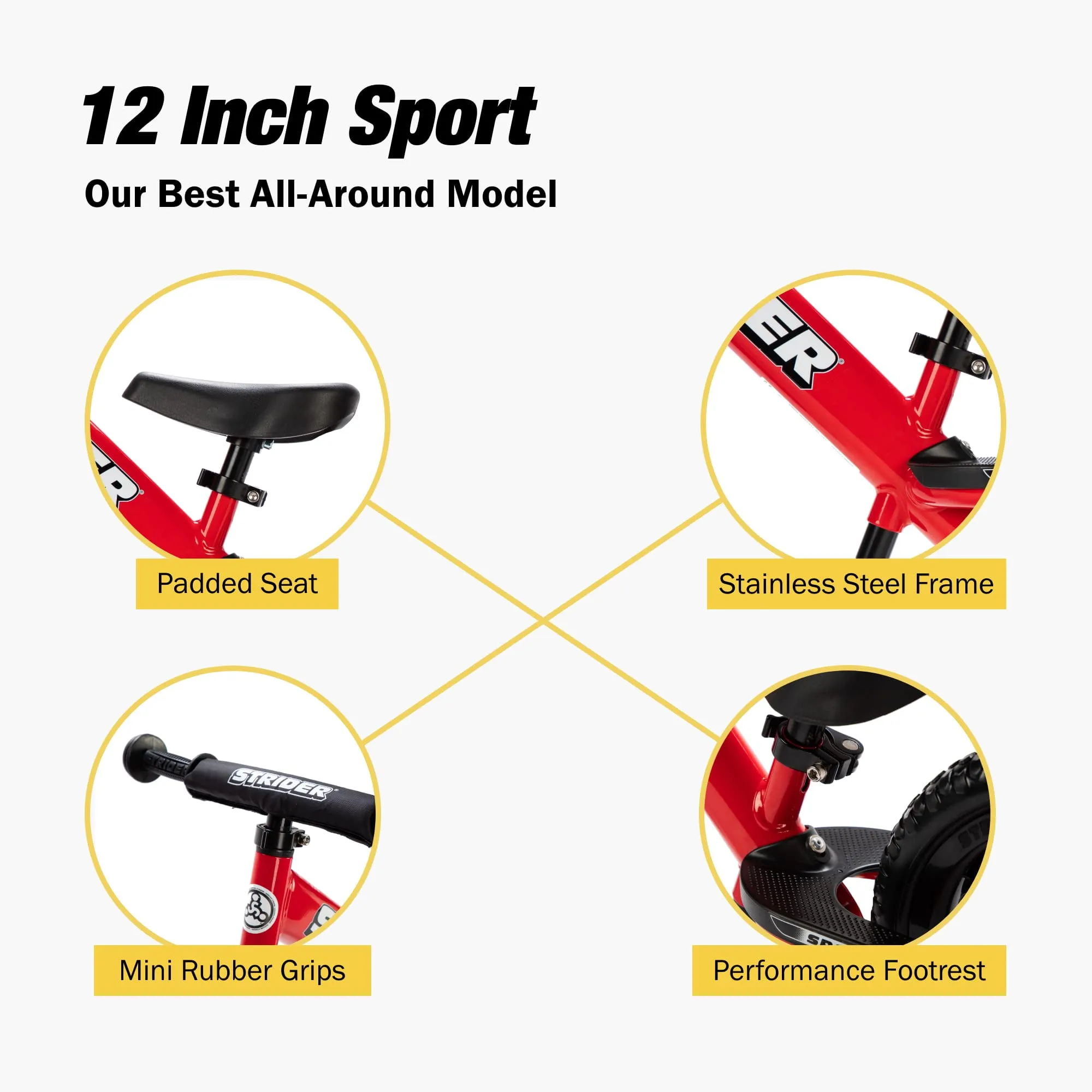 Kids' 12" Balance Bike - Red - Image 6