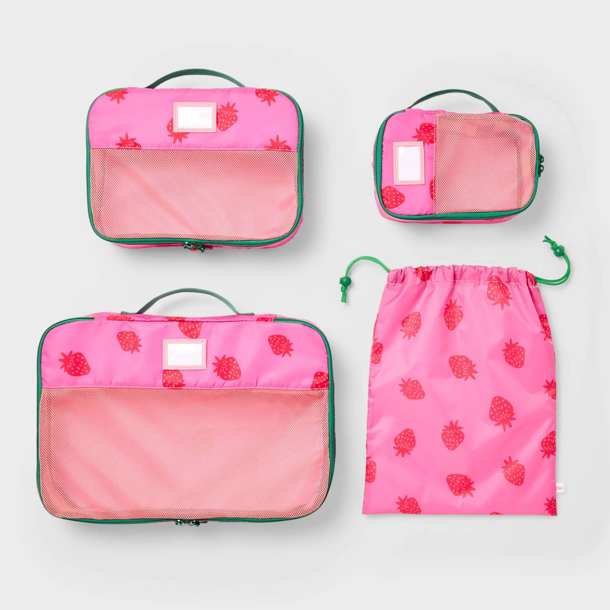 Kids' 4pc Packing Cube Set - Strawberry