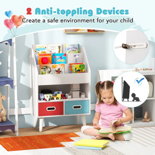Kids Bookshelf With Open Compartment for Toddlers 3+ Years Old-White - Image 23