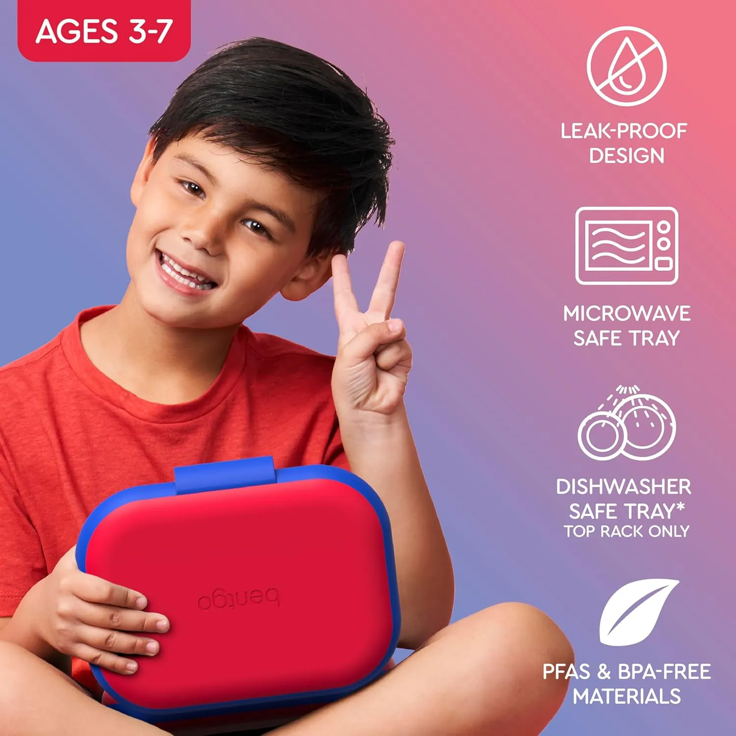 Kids Leak-Proof Lunch Box - Red/Royal - Image 3