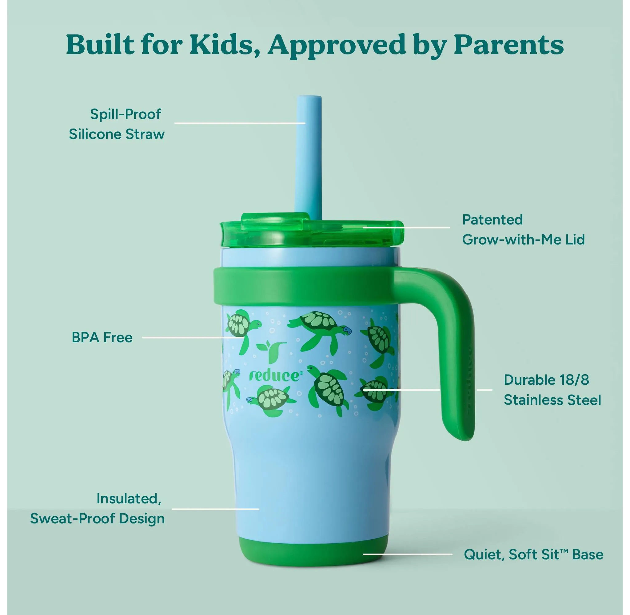 Kids Leakproof Vacuum Insulated Tumbler - Scuba Turtles - Image 4