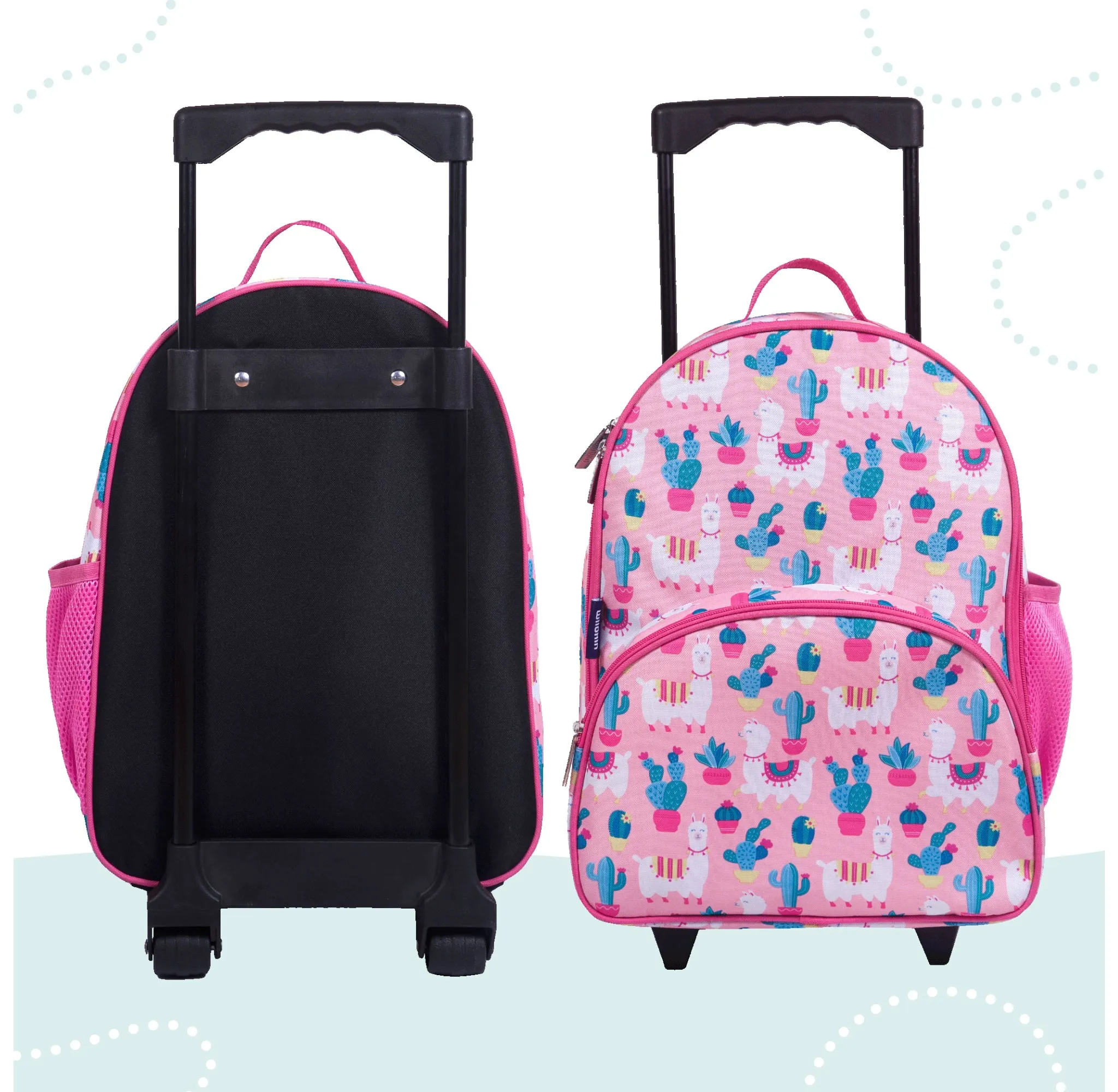Kids Rolling Suitcase Luggage - Llamas Cactus Pink - Image 5