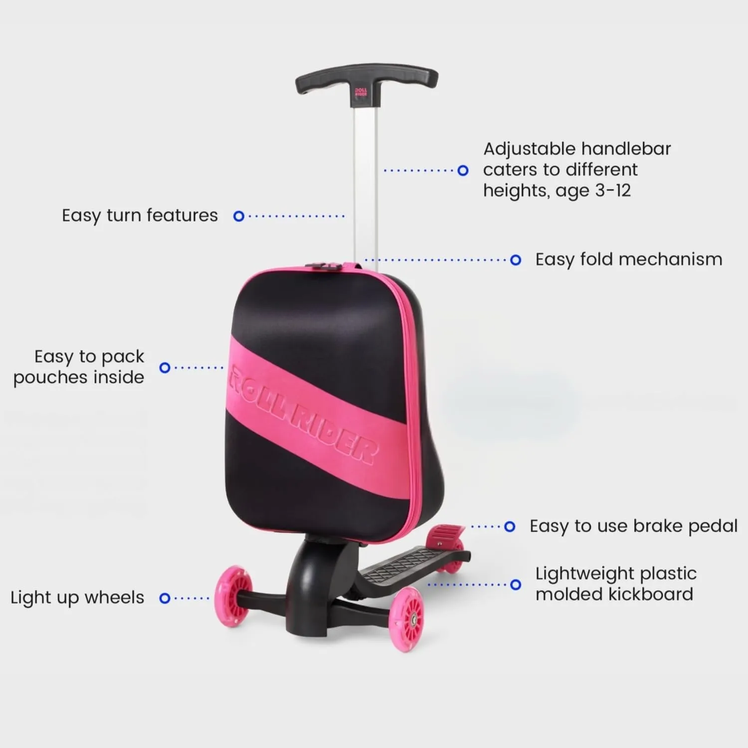 Kids Scooter Luggage - Pink - Image 2